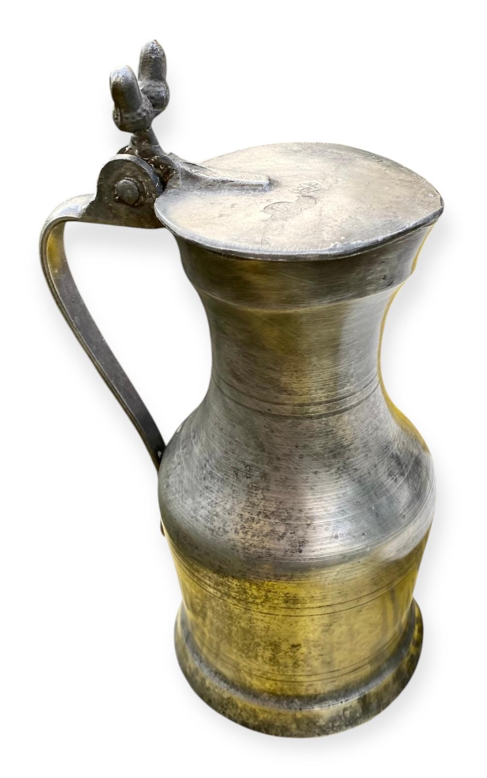 Luigi Filippo Antique French Pewter Flagon Lidded Pitcher (brocca con coperchio) in vendita