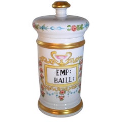 Antique French Pharmacy Apothecary Jar Hand Painted Signed