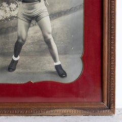 Antique French Photographic Portrait Of Boxer, Framed Vintage Boxing Photograph