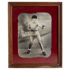 Antique French Photographic Portrait Of Boxer, Framed Vintage Boxing Photograph