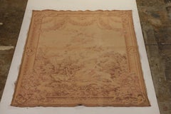 Antique French Pictorial Cream Beige Wool Tapestry Rug by Rug & Kilim