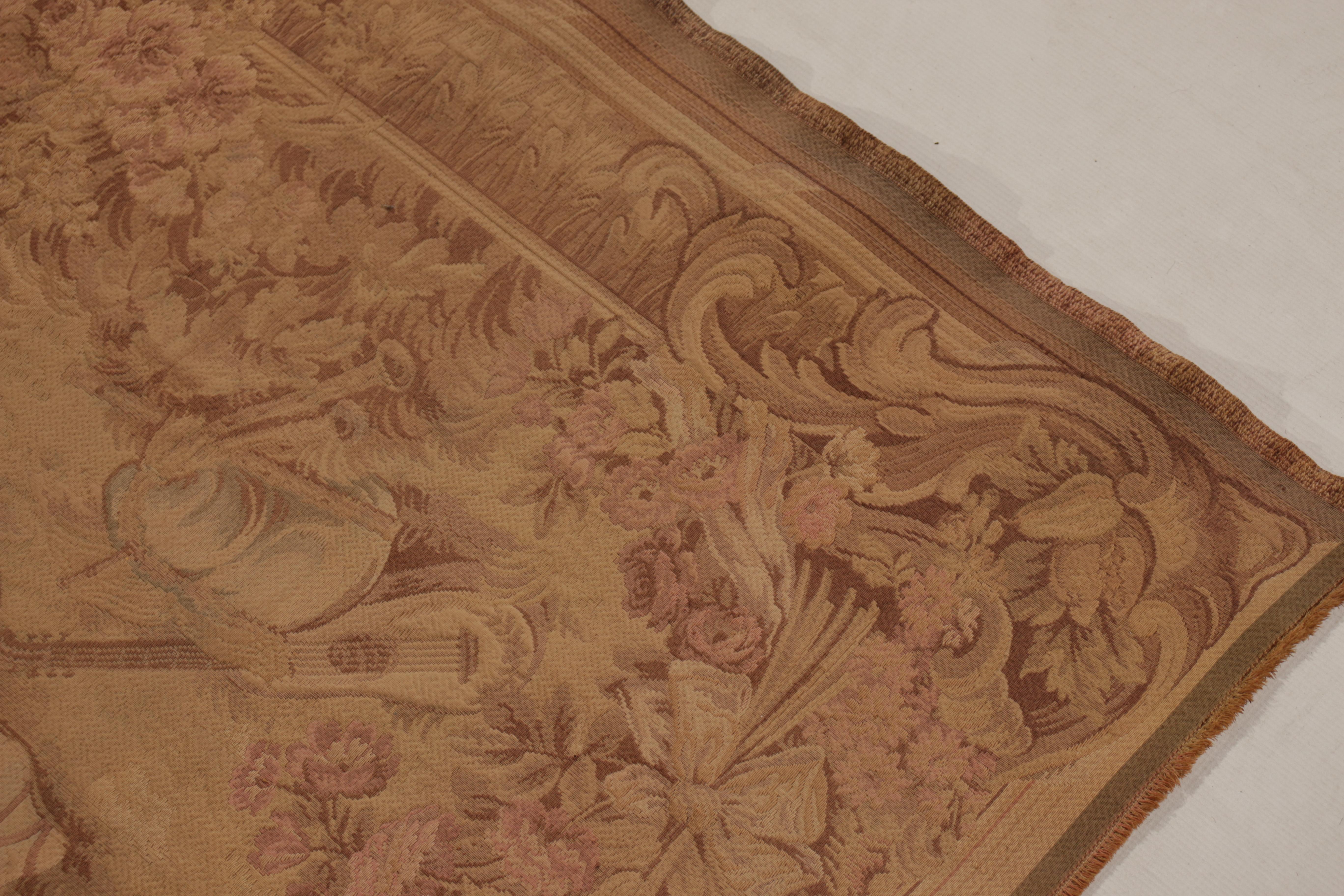 Annodato a mano Antique French Pictorial Cream Beige Wool Tapestry Rug & Kilim in vendita