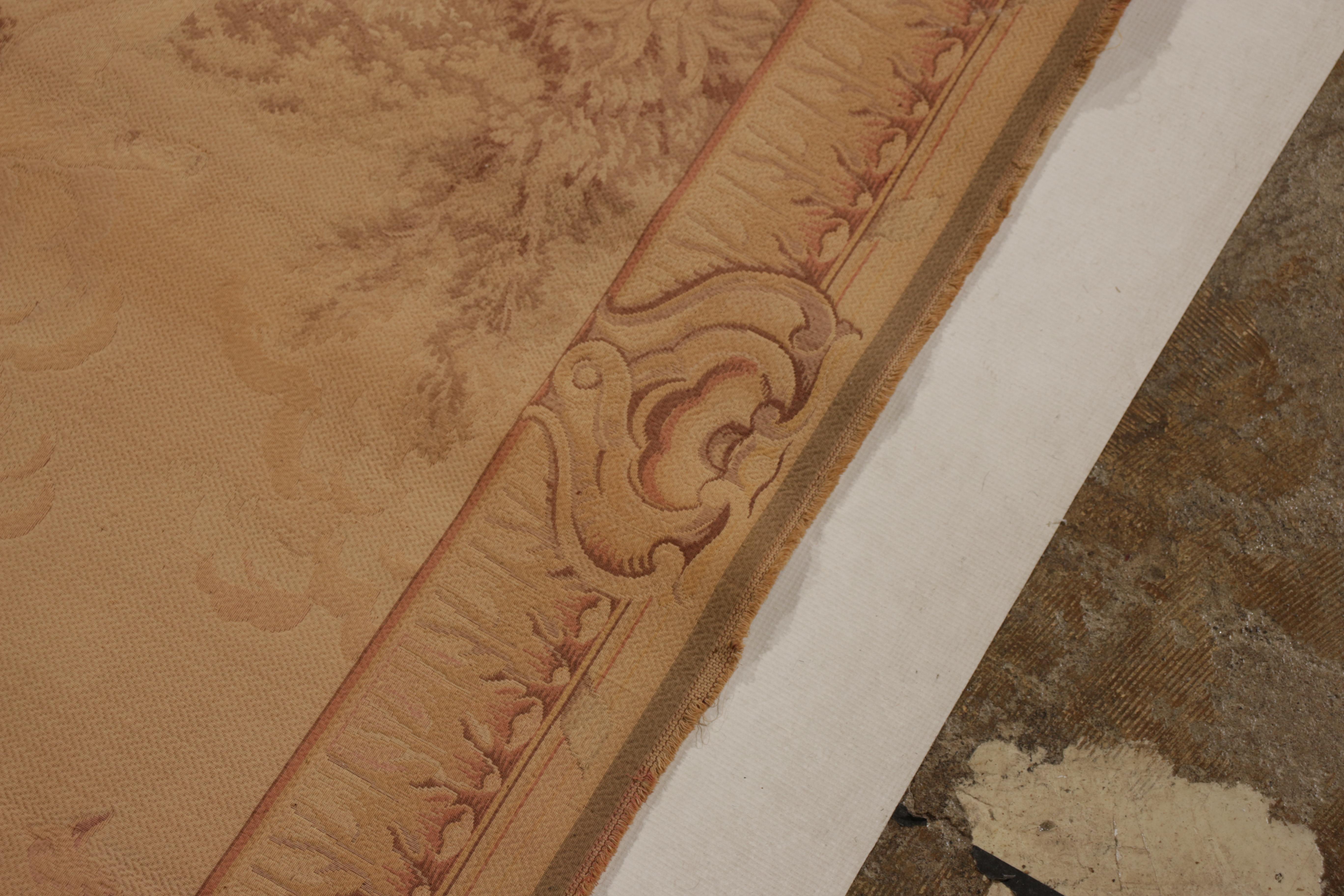 Fin du XIXe siècle Tapis pictural français ancien en laine beige crème de Rug & Kilim en vente