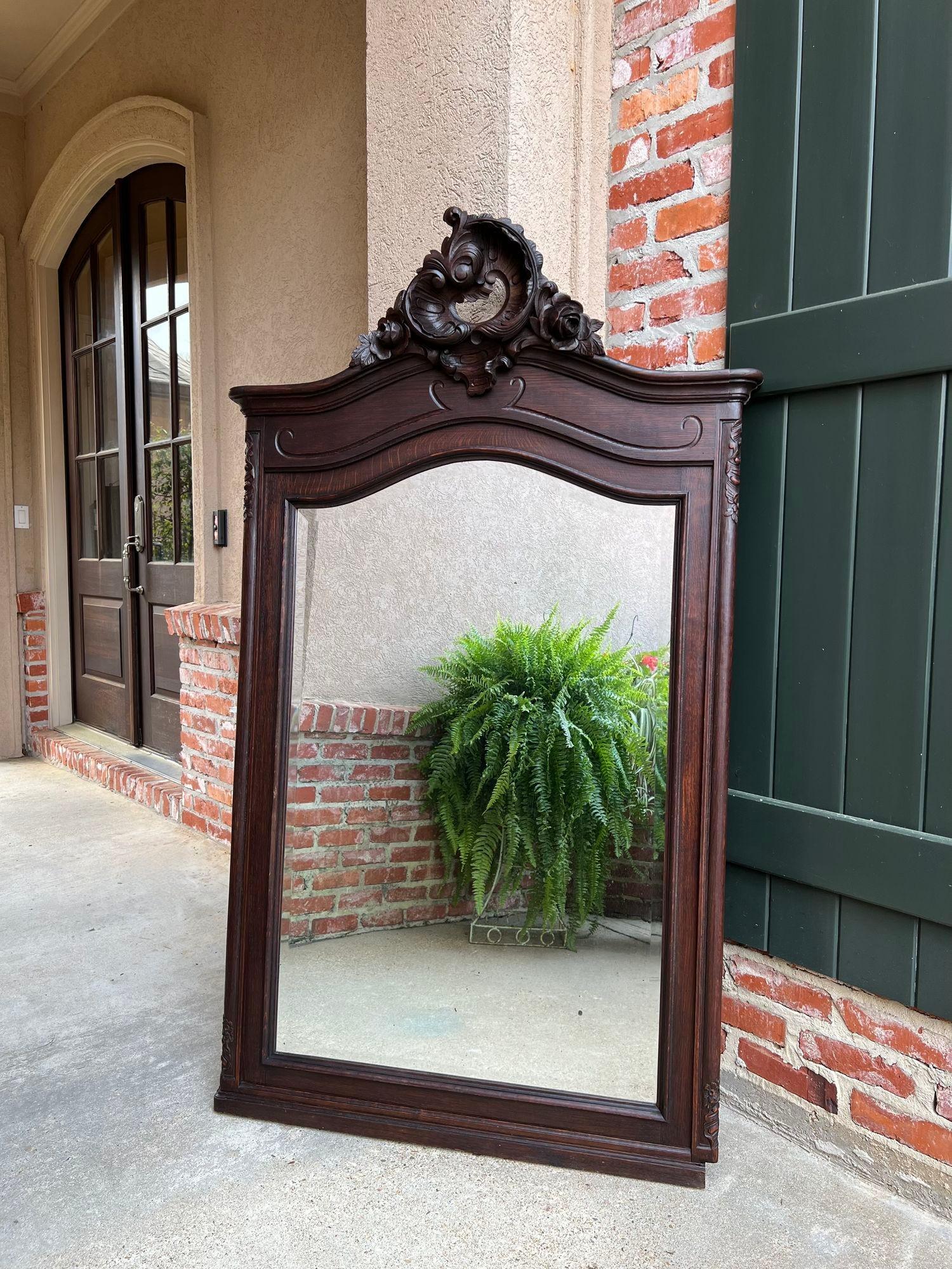 Antique French Pier Console Wall Mirror Louis XV Carved Oak, 19th Century For Sale 8
