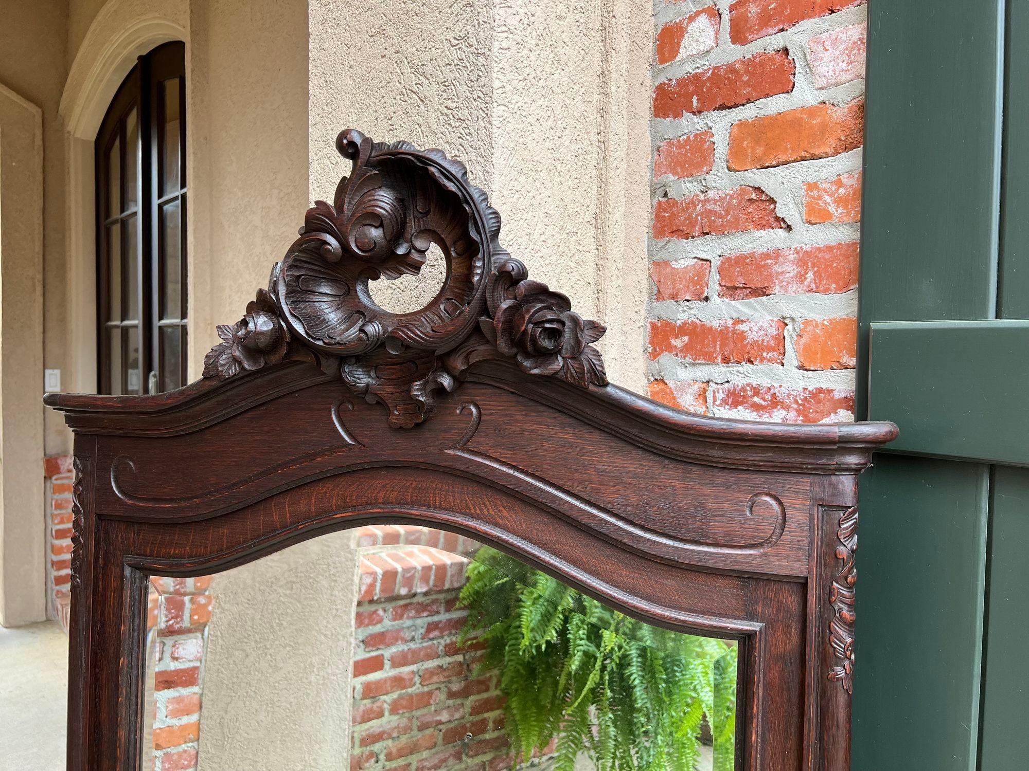 Antique French Pier Console Wall Mirror Louis XV Carved Oak, 19th Century For Sale 9