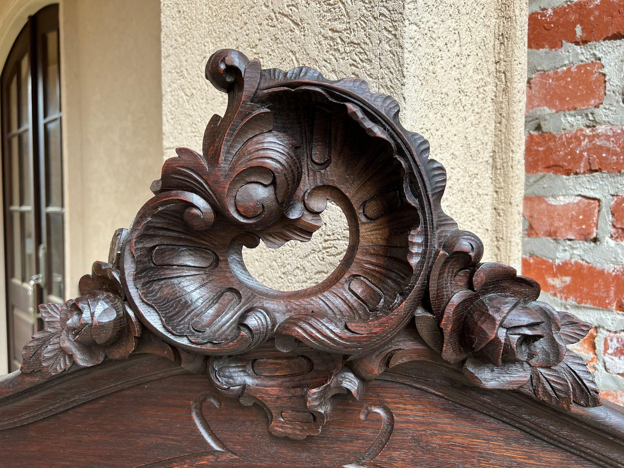 Antique French Pier Console Wall Mirror Louis XV Carved Oak, 19th Century For Sale 10