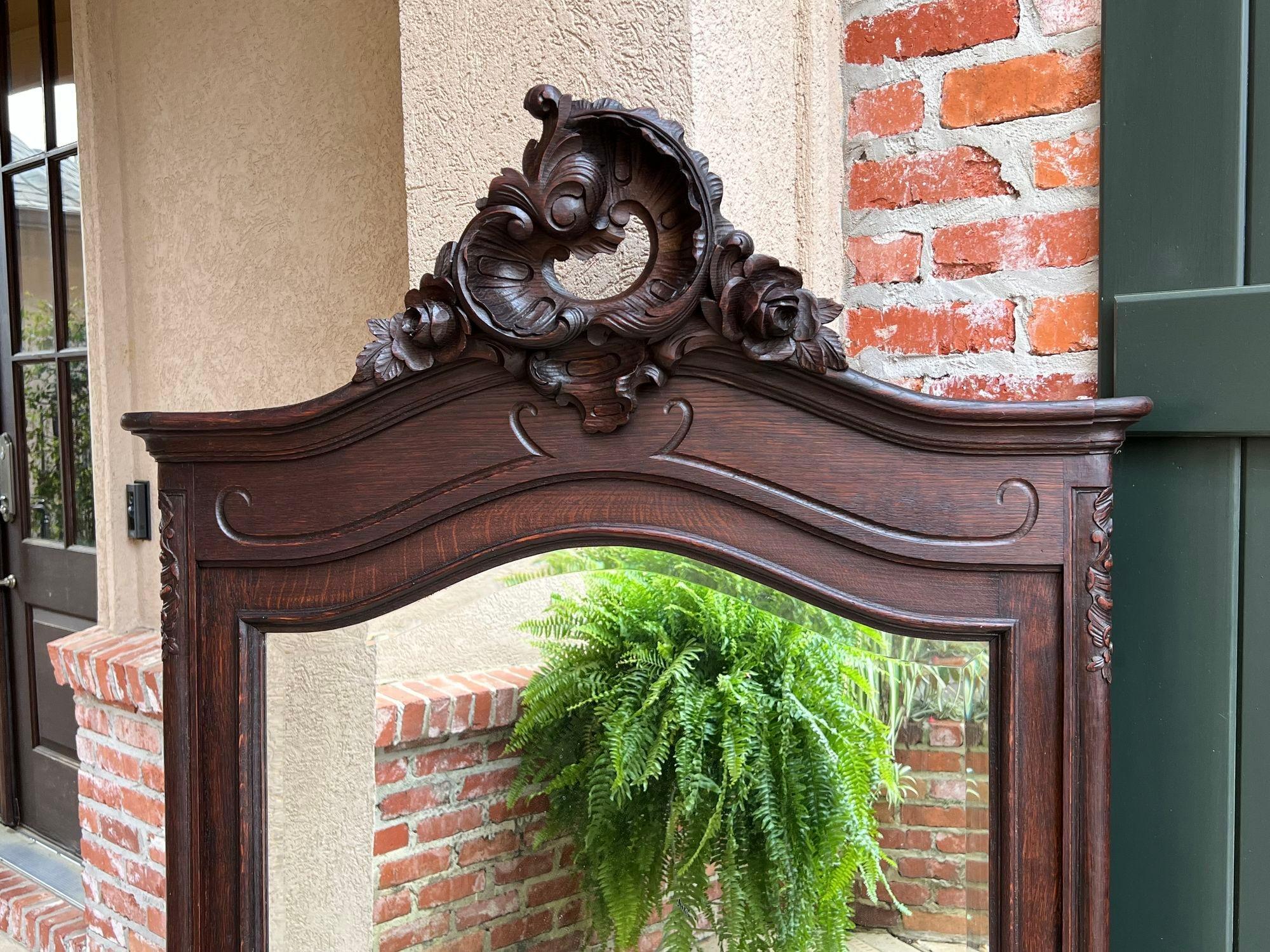 Antique French Pier Console Wall Mirror Louis XV Carved Oak, 19th Century In Good Condition For Sale In Shreveport, LA
