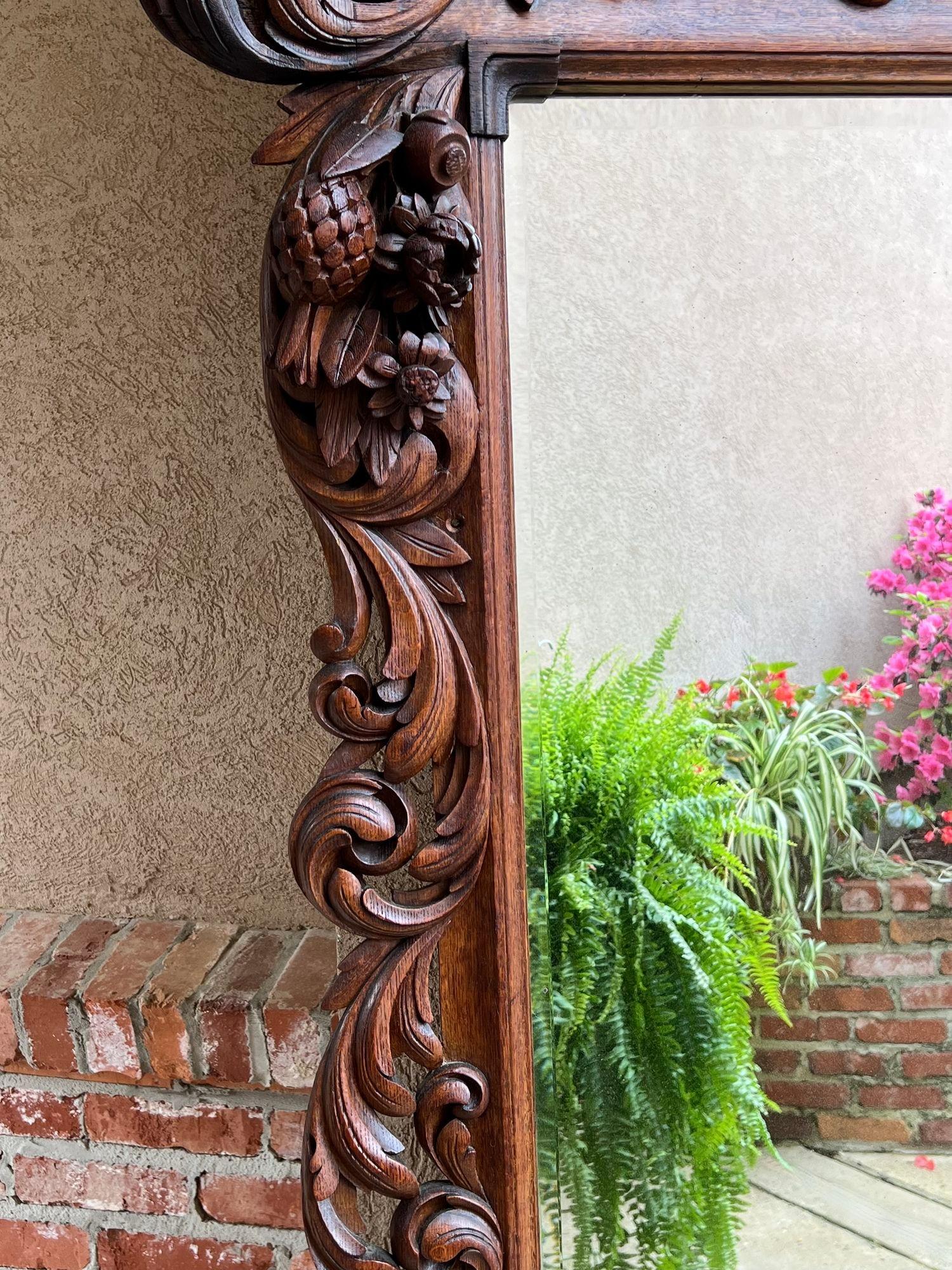 Antique French Pier Mantel Wall Mirror Baroque Carved Oak Renaissance, circa1880 14