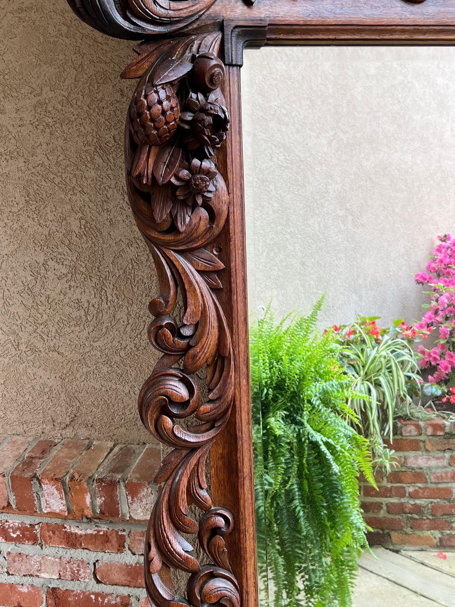 Antique French Pier Mantel Wall Mirror Baroque Carved Oak Renaissance, circa1880 For Sale 14