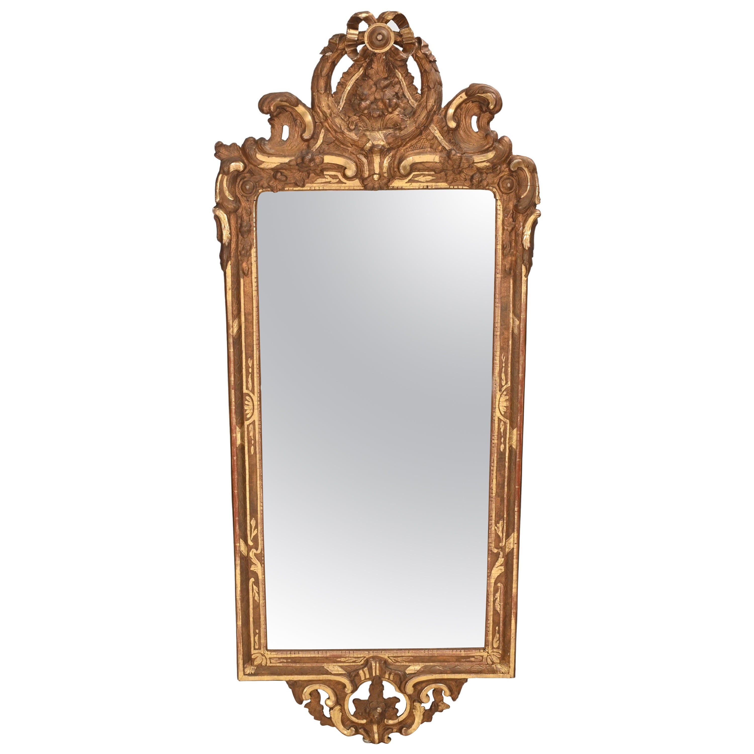 Miroir de pilier français ancien doré de 1860