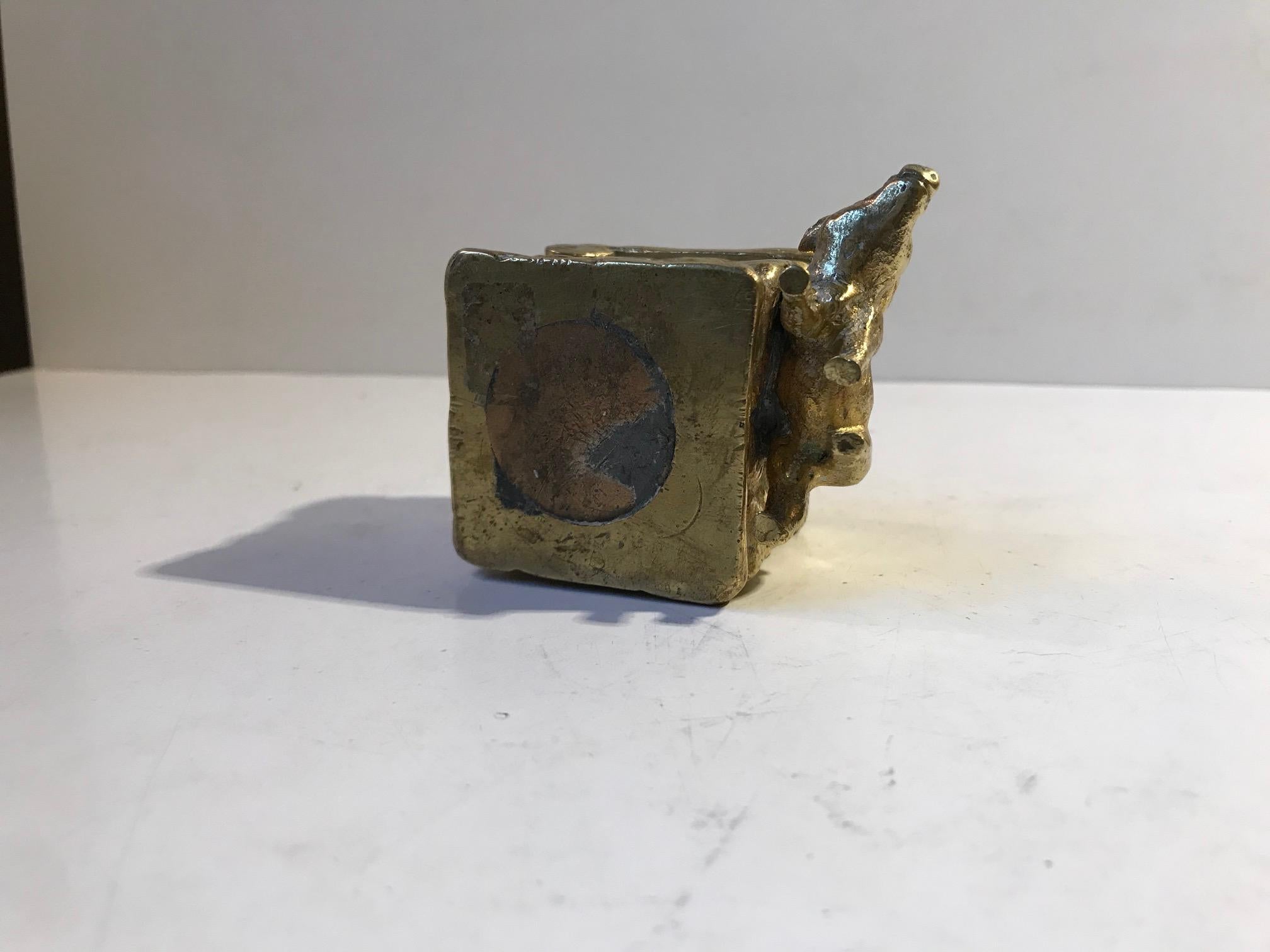 Antique French Pigsty Inkwell in Gilt Bronze 3