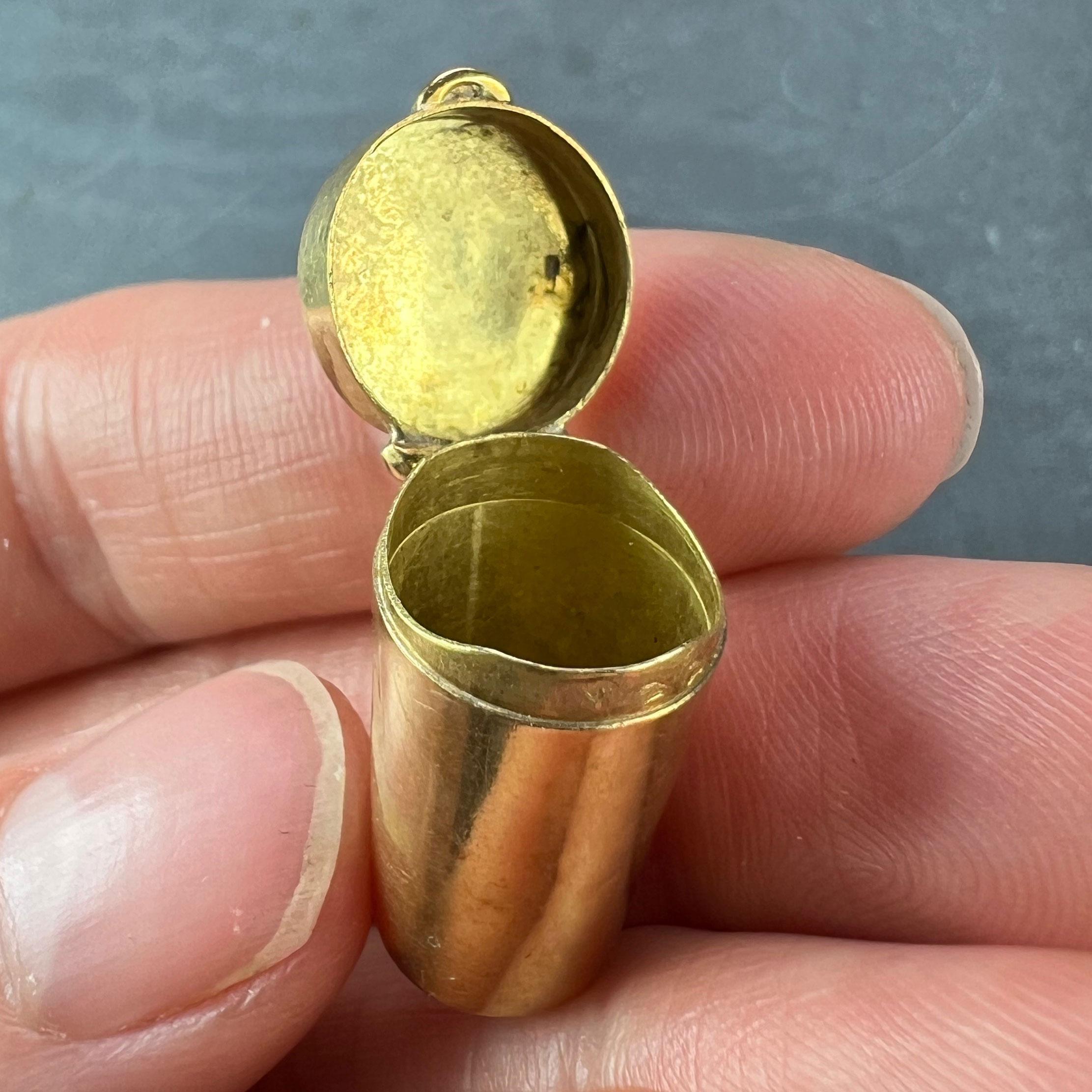 Antique French Pill Box or Miniature Etui 18K Yellow Gold Charm Pendant For Sale 6