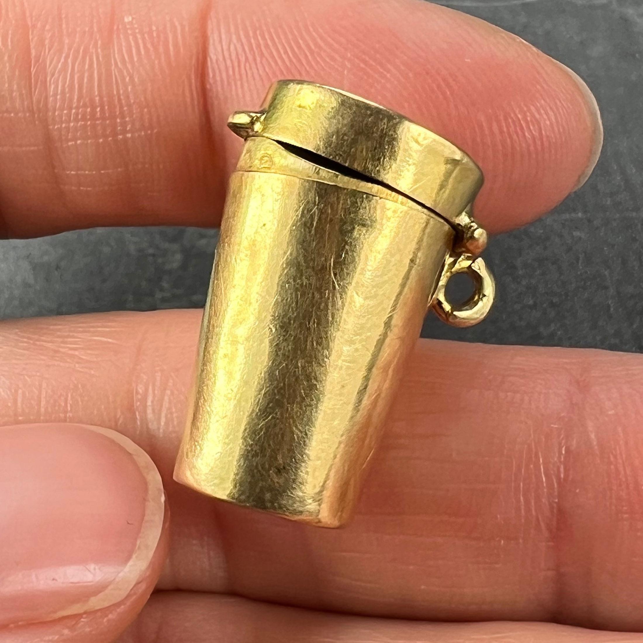 Antique French Pill Box or Miniature Etui 18K Yellow Gold Charm Pendant For Sale 7