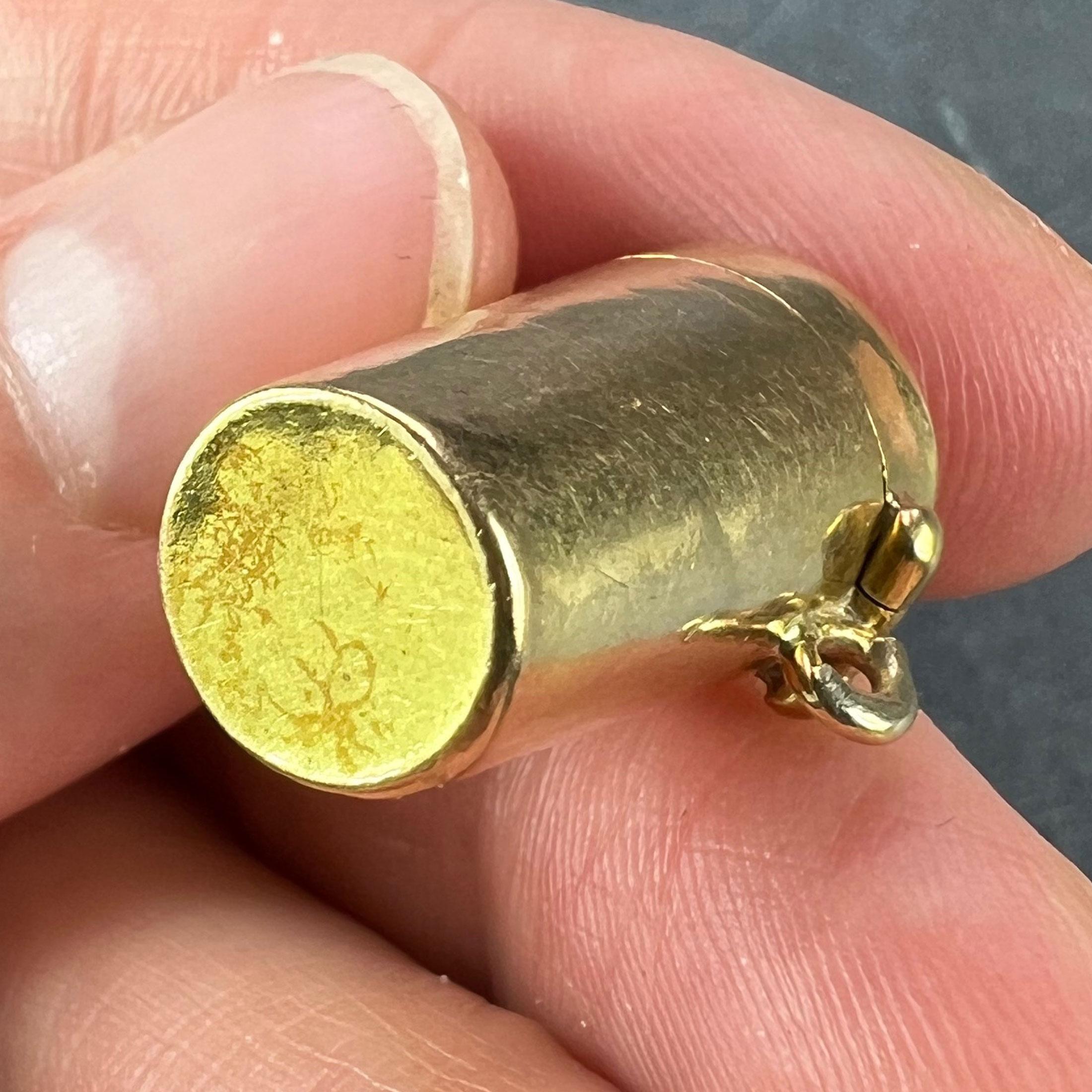 Antique French Pill Box or Miniature Etui 18K Yellow Gold Charm Pendant For Sale 9