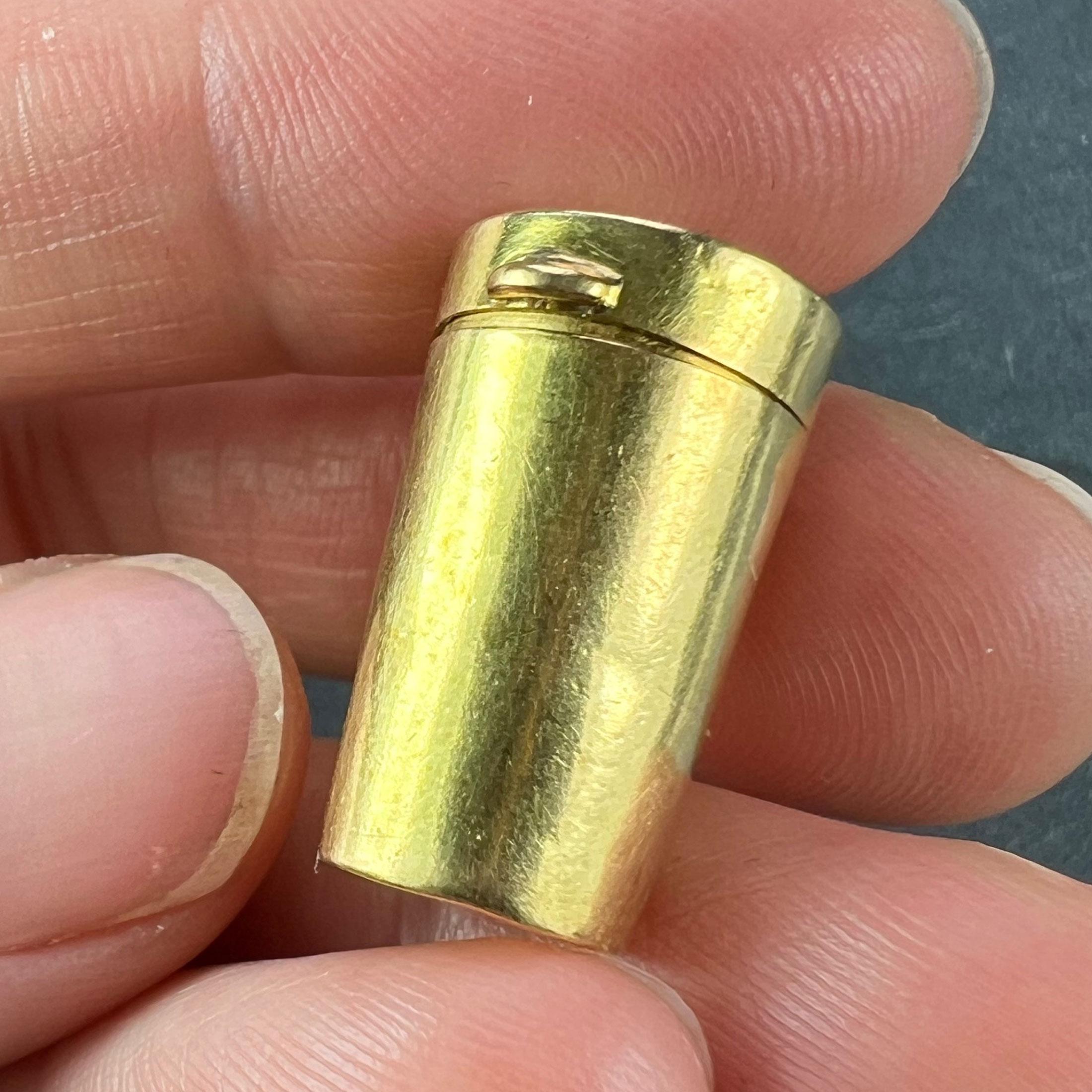 Antique French Pill Box or Miniature Etui 18K Yellow Gold Charm Pendant For Sale 10