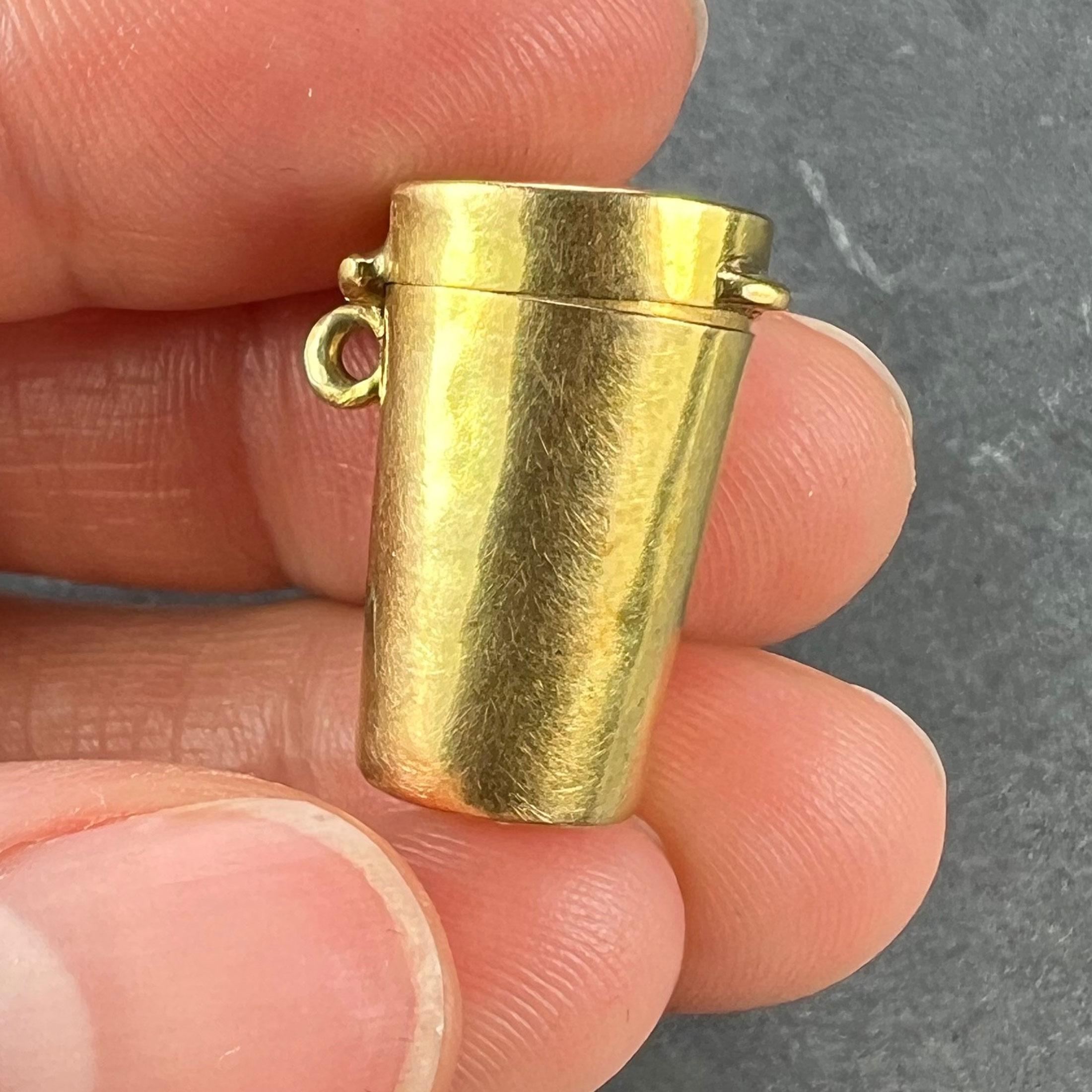 Antique French Pill Box or Miniature Etui 18K Yellow Gold Charm Pendant For Sale 11