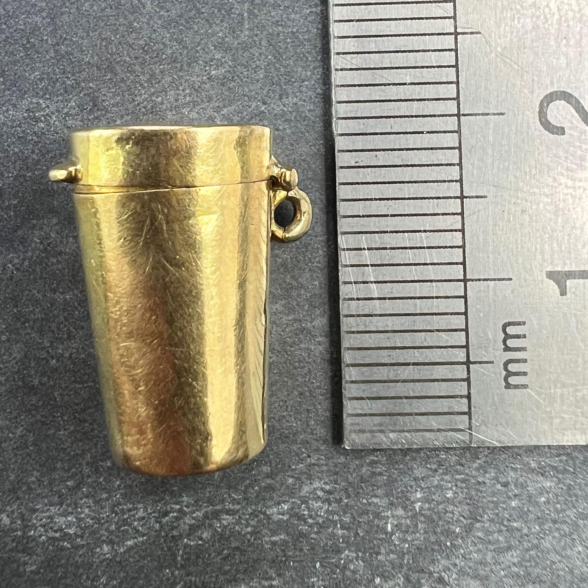 Antique French Pill Box or Miniature Etui 18K Yellow Gold Charm Pendant For Sale 12