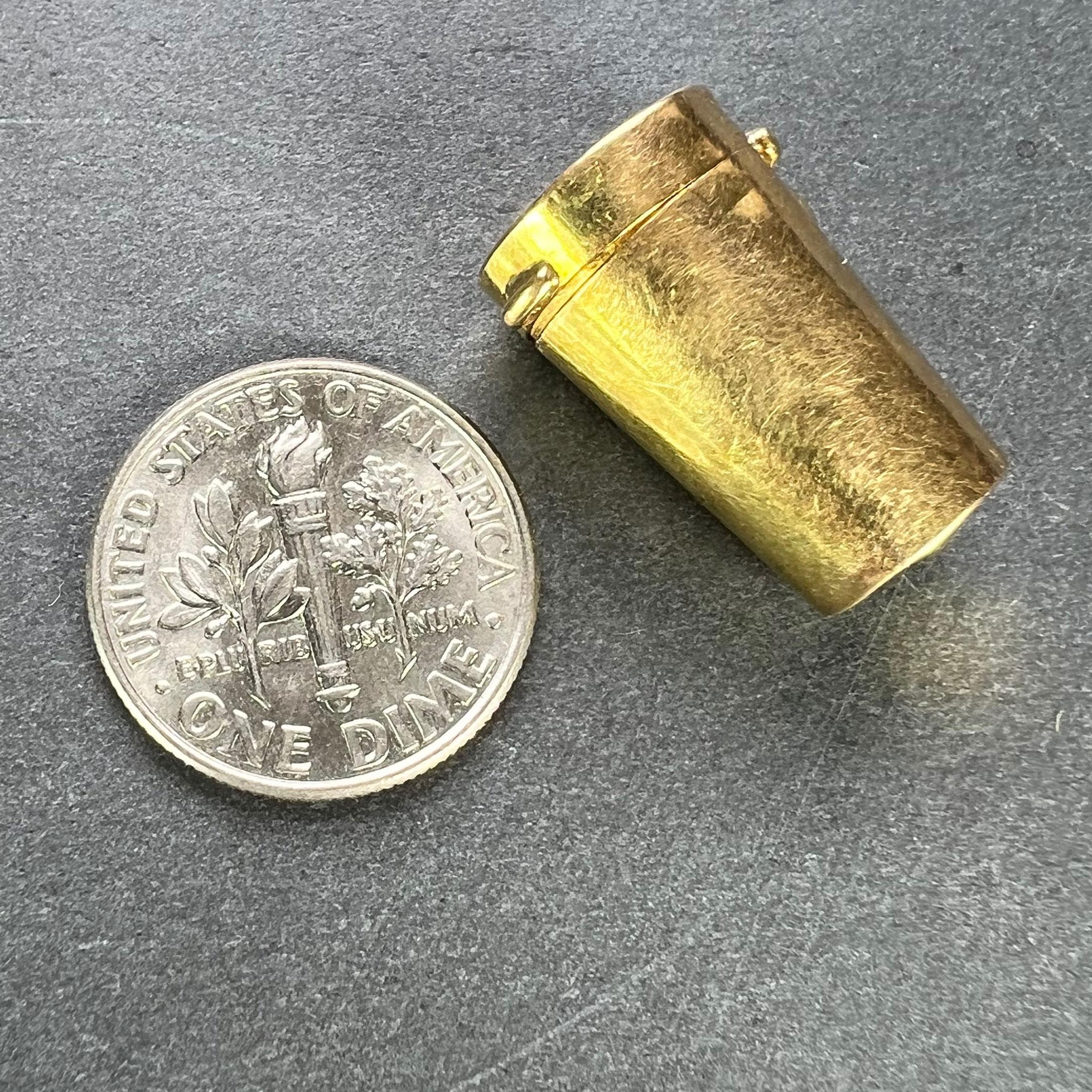 Antique French Pill Box or Miniature Etui 18K Yellow Gold Charm Pendant For Sale 13