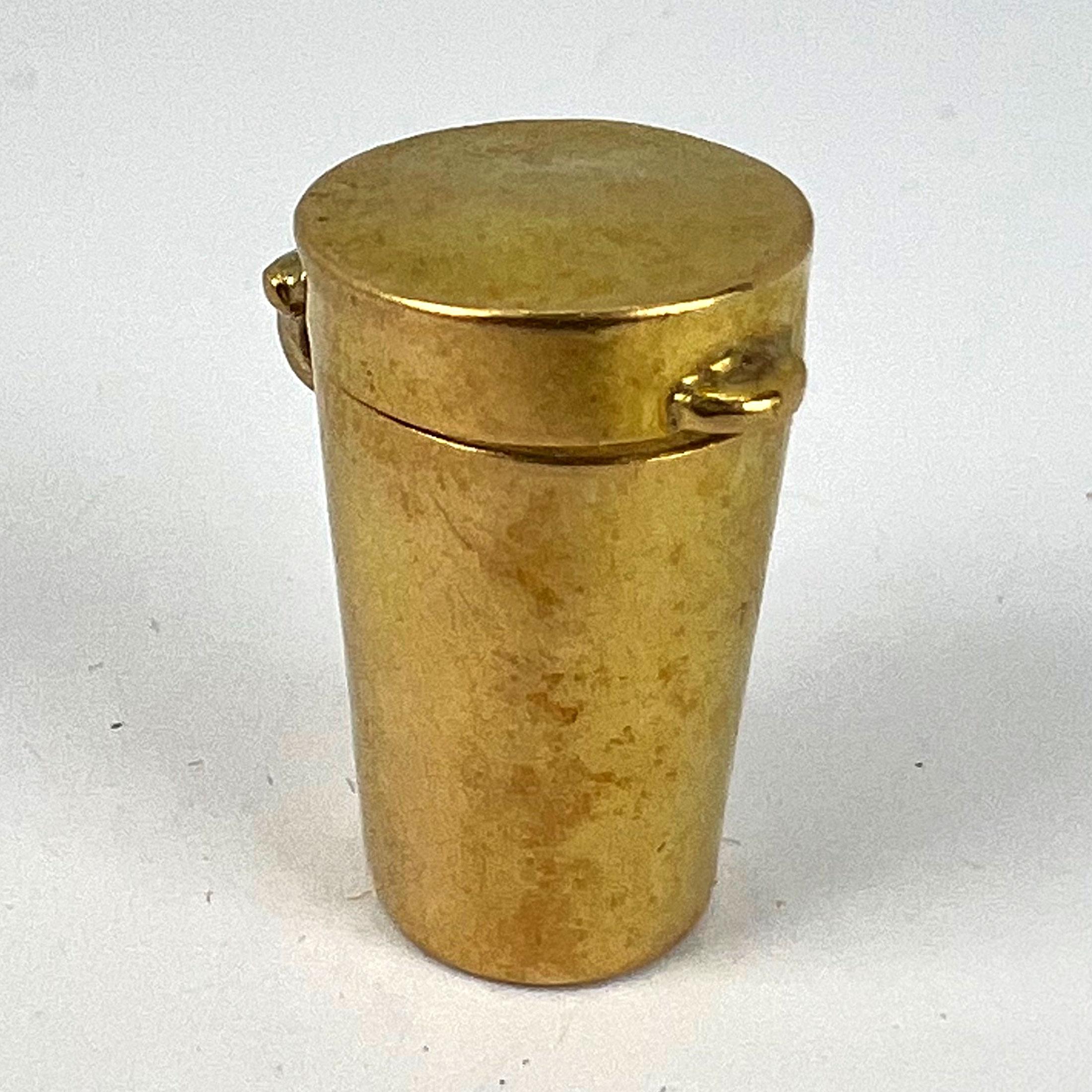 Antique French Pill Box or Miniature Etui 18K Yellow Gold Charm Pendant For Sale 16