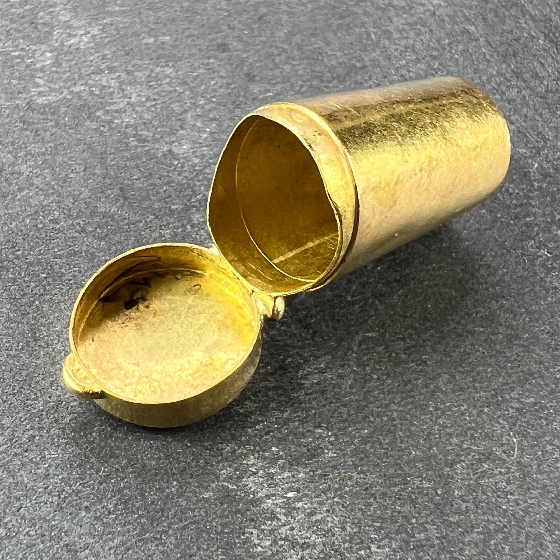 Antique French Pill Box or Miniature Etui 18K Yellow Gold Charm Pendant For Sale 1