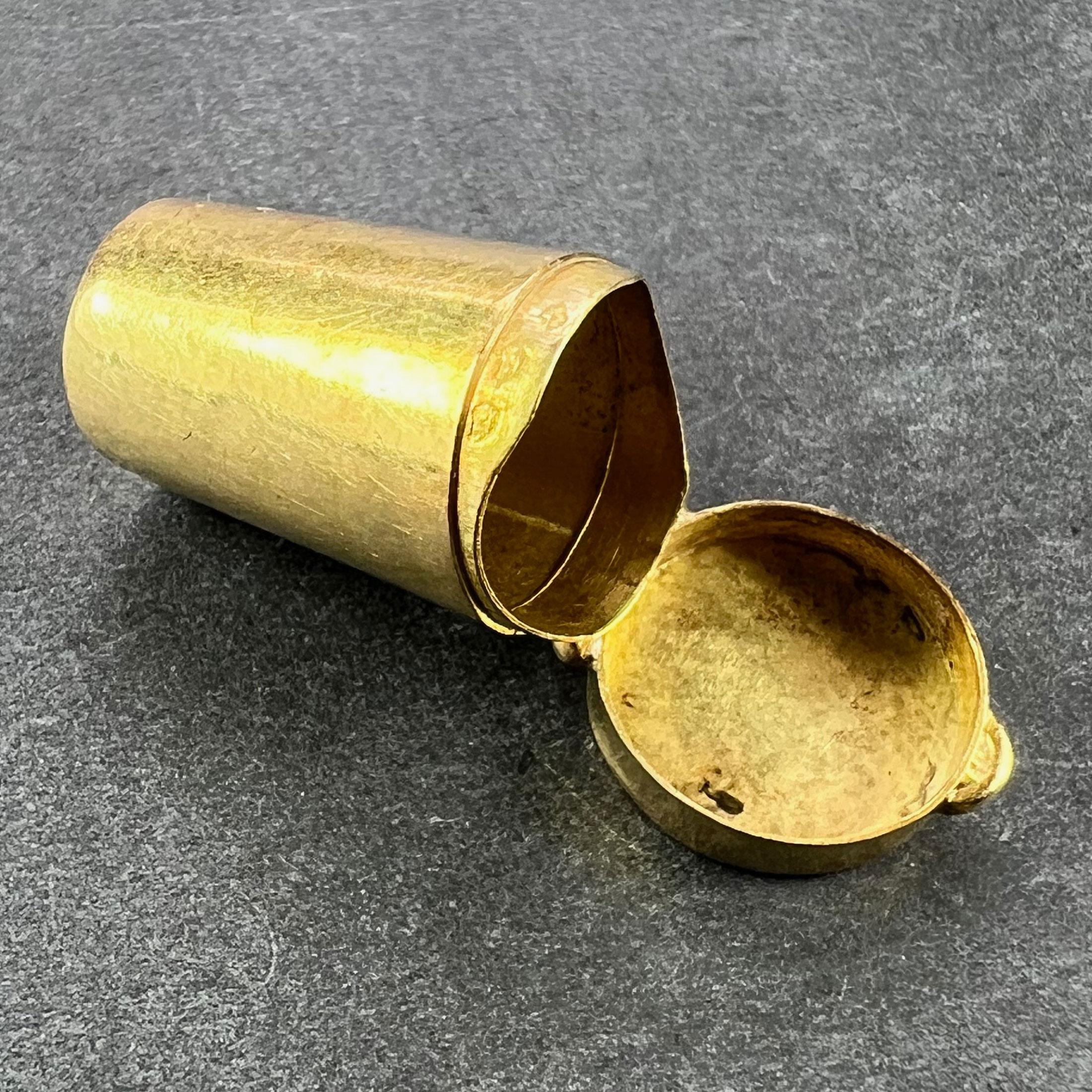 Antique French Pill Box or Miniature Etui 18K Yellow Gold Charm Pendant For Sale 2