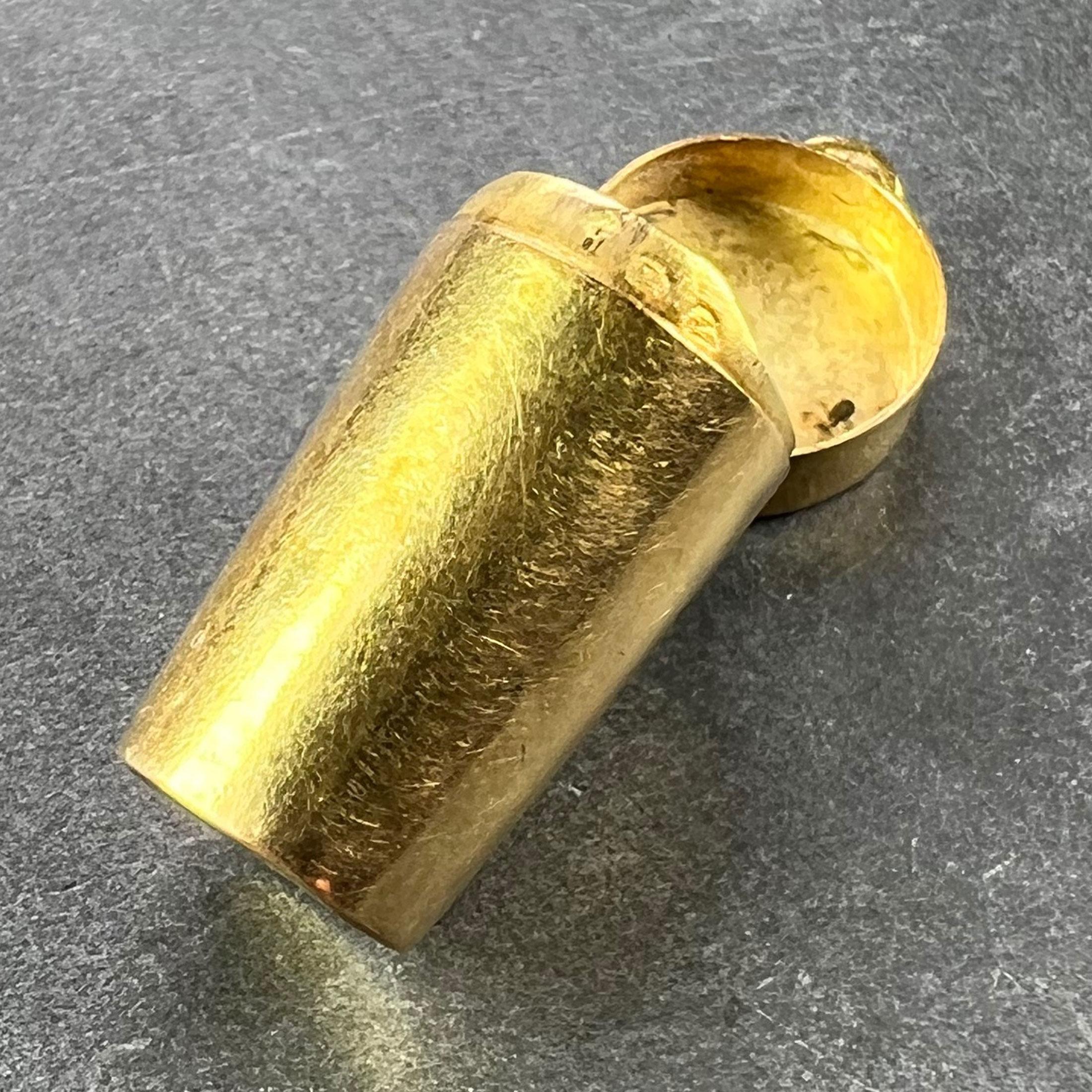 Antique French Pill Box or Miniature Etui 18K Yellow Gold Charm Pendant For Sale 3