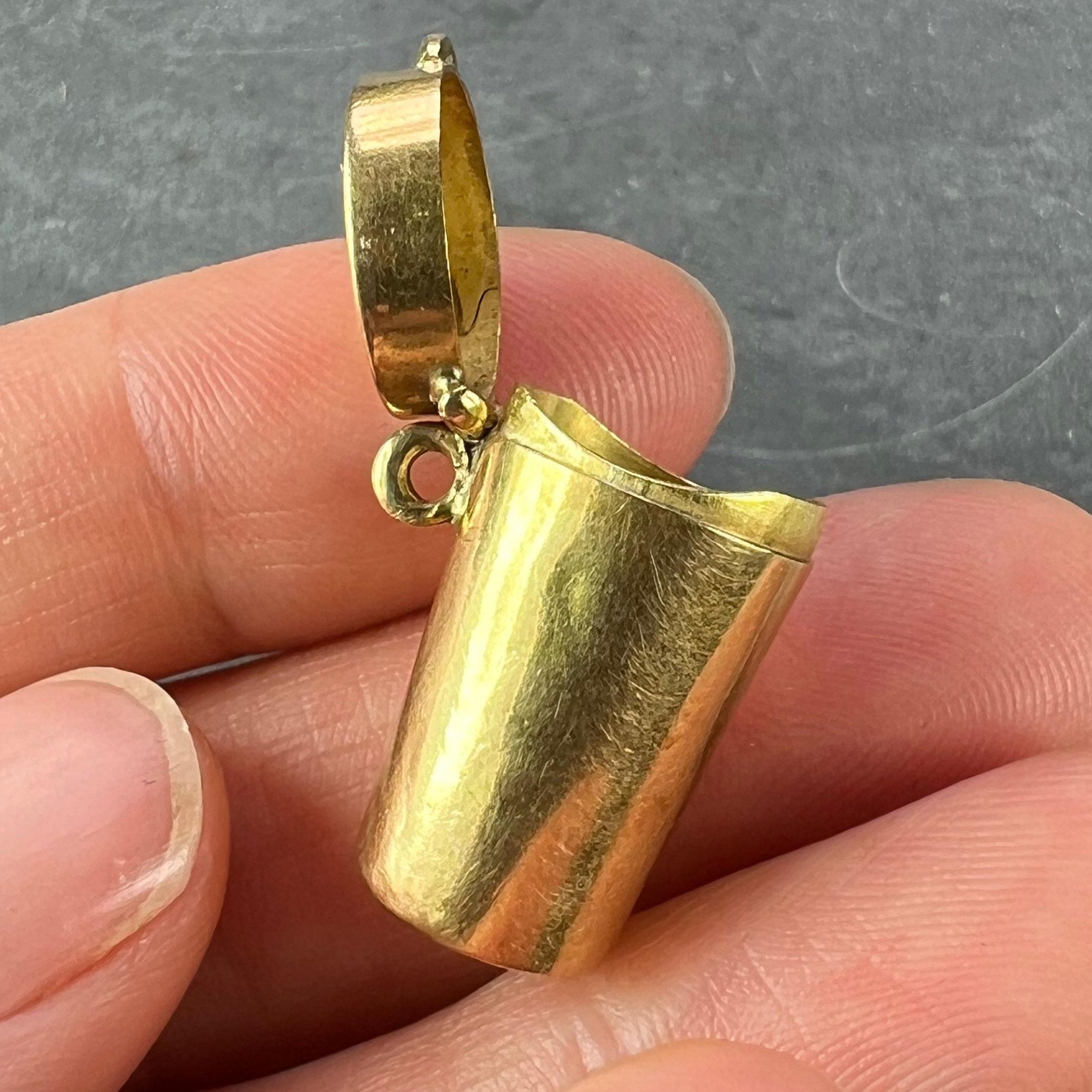 Antique French Pill Box or Miniature Etui 18K Yellow Gold Charm Pendant For Sale 5