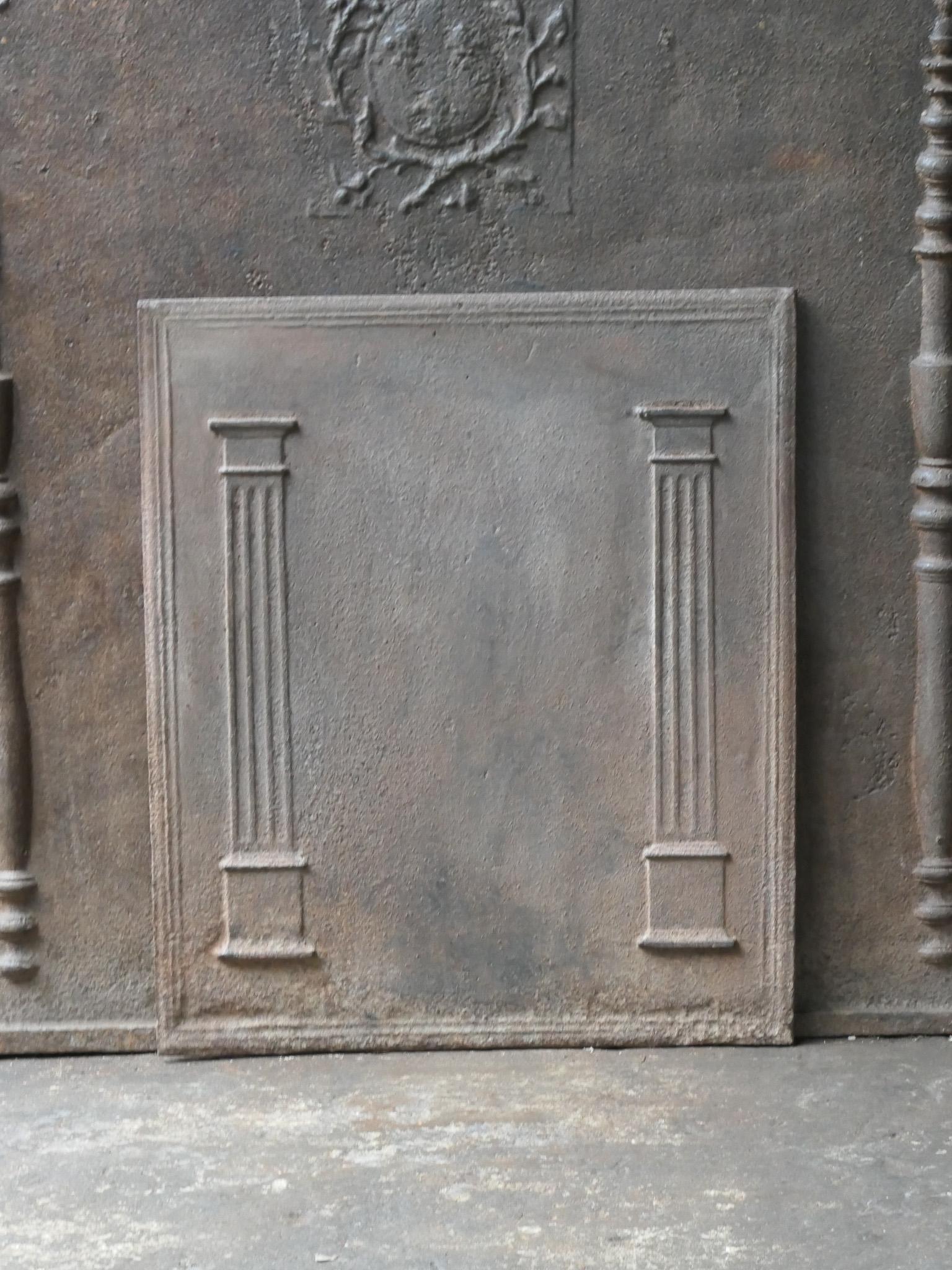Neoclassical Antique French 'Pillars of Freedom' Fireback / Backsplash, 18th - 19th C. For Sale