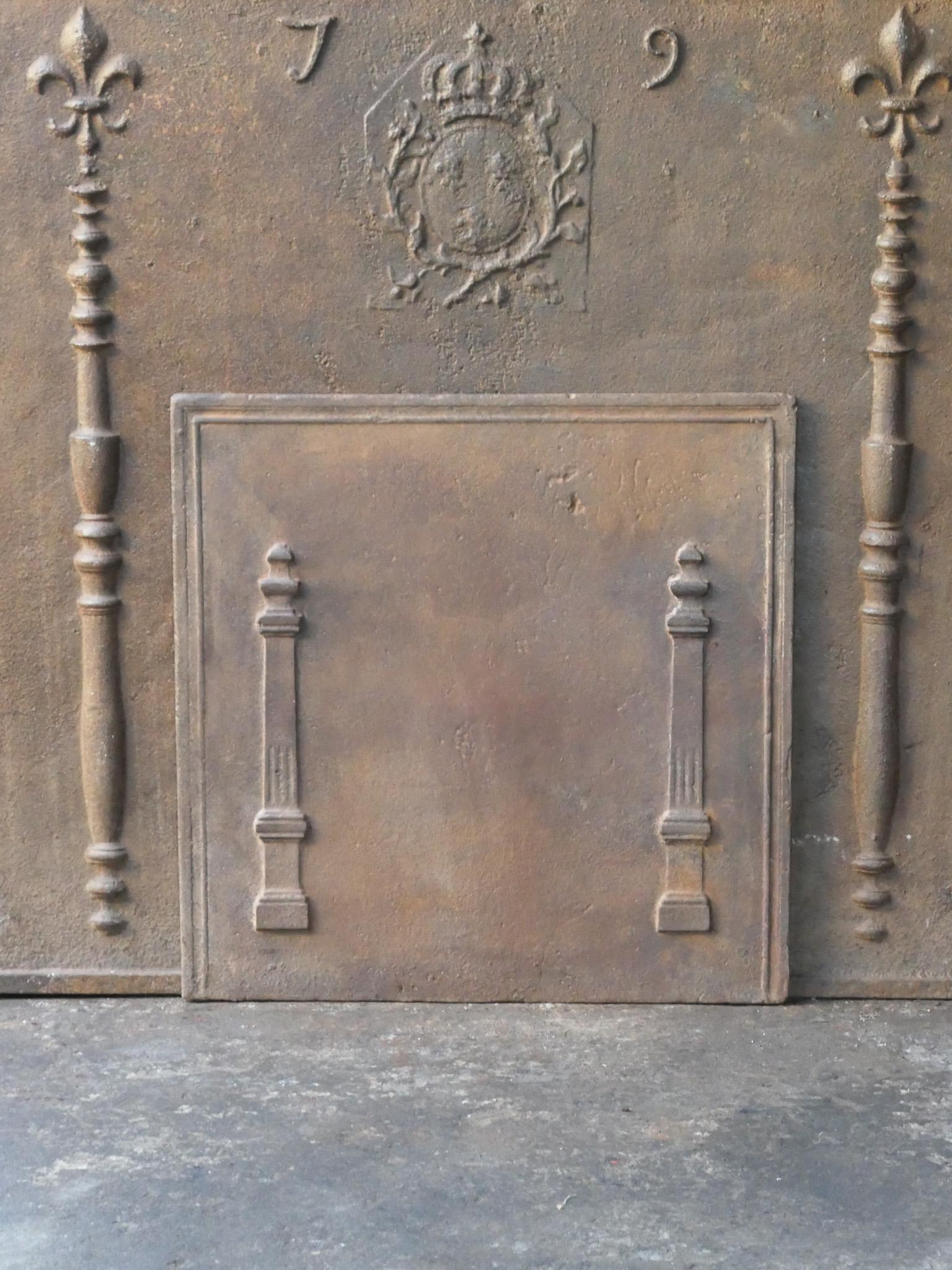 Neoclassical Antique French 'Pillars of Freedom' Fireback / Backsplash, 18th - 19th C. For Sale