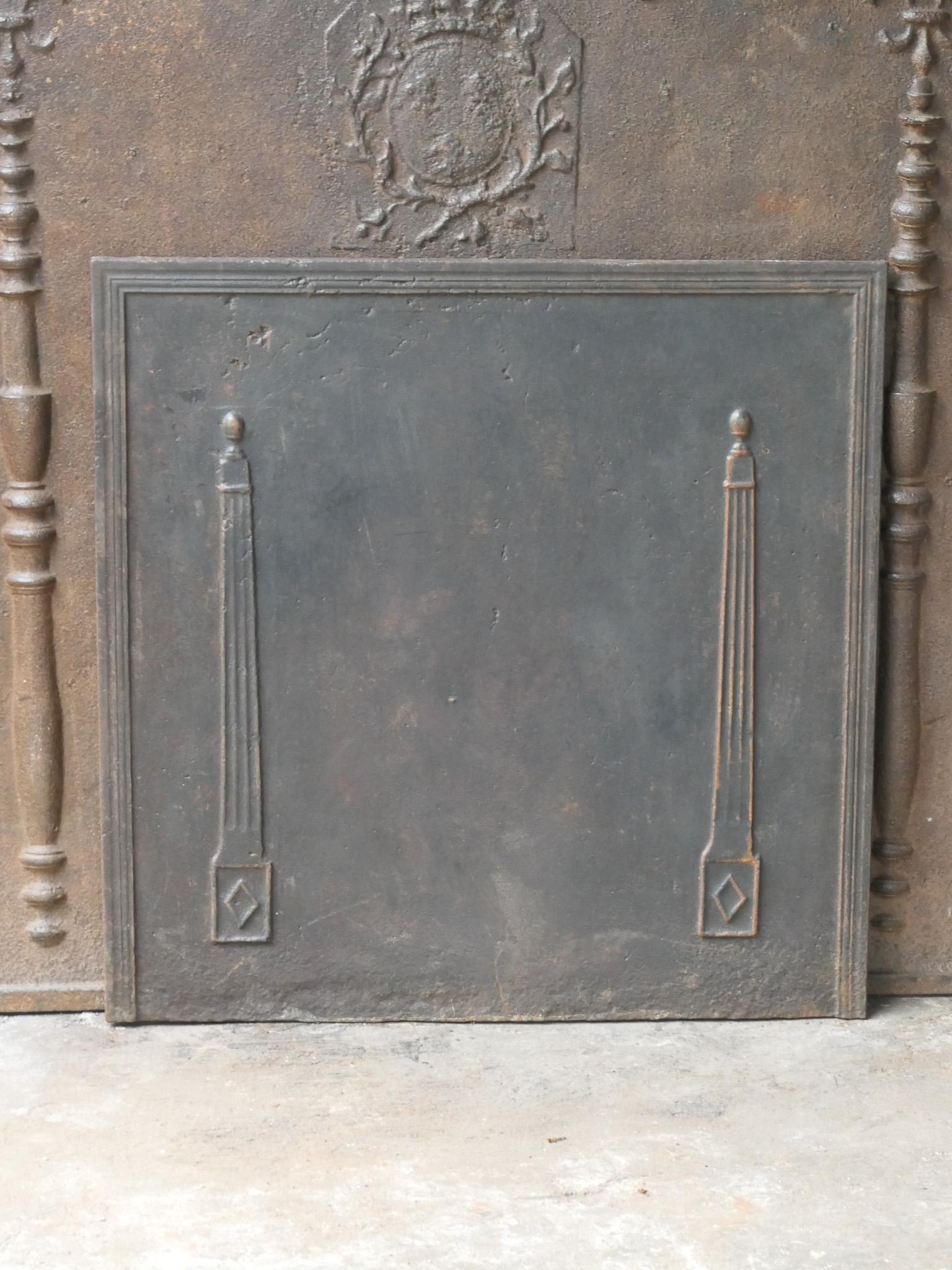 Neoclassical Antique French 'Pillars of Freedom' Fireback / Backsplash, 18th - 19th C. For Sale