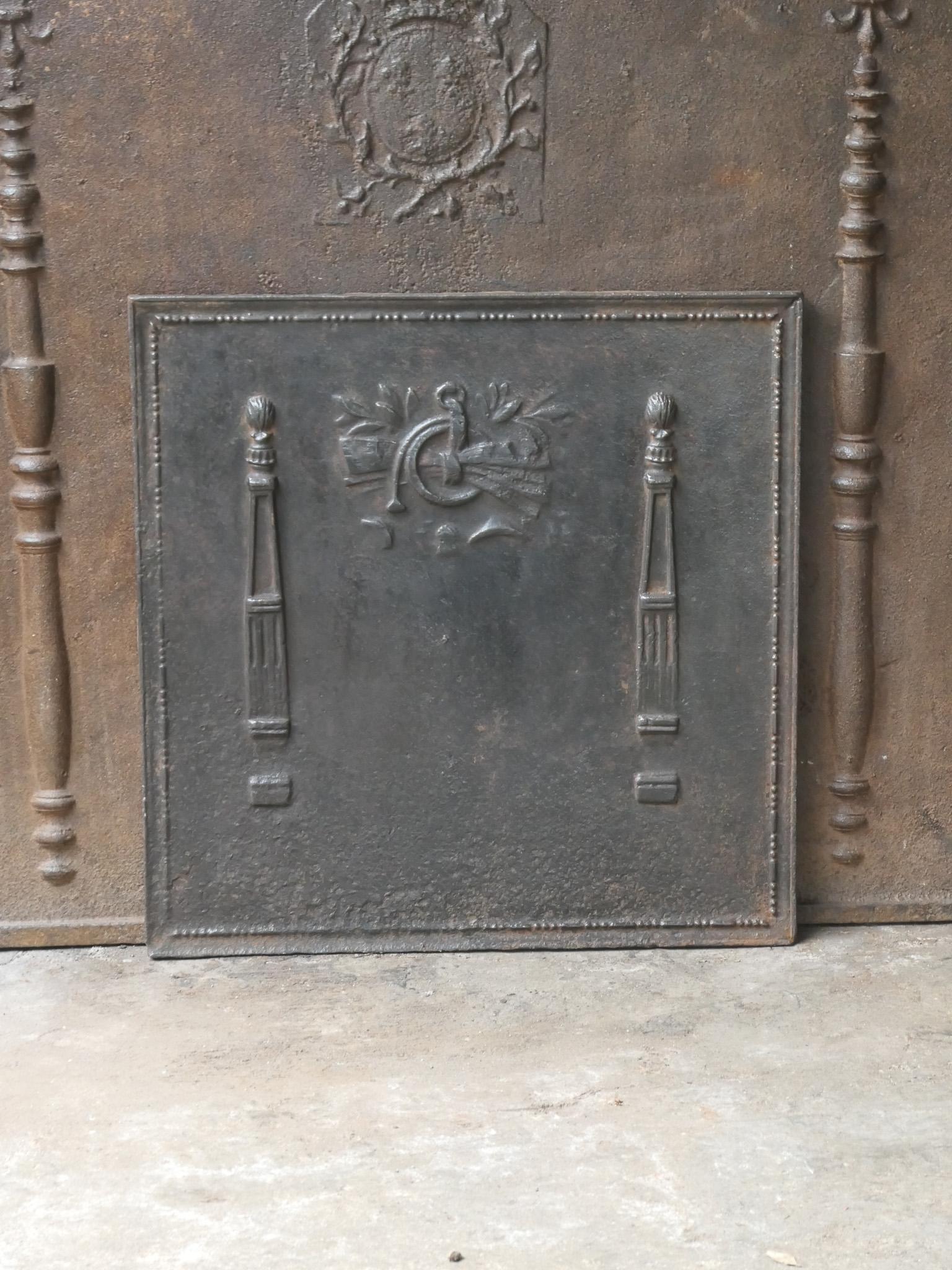 Neoclassical Antique French 'Pillars of Freedom' Fireback / Backsplash, 18th - 19th C. For Sale