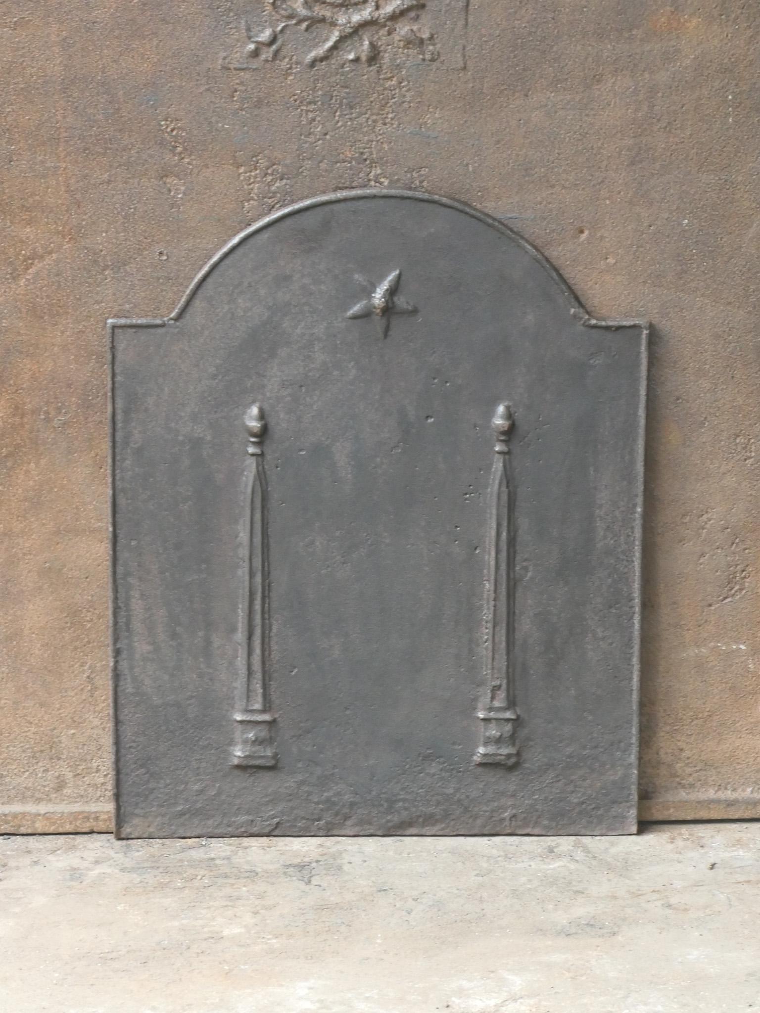 Neoclassical Antique French 'Pillars of Freedom' Fireback / Backsplash, 18th - 19th C. For Sale