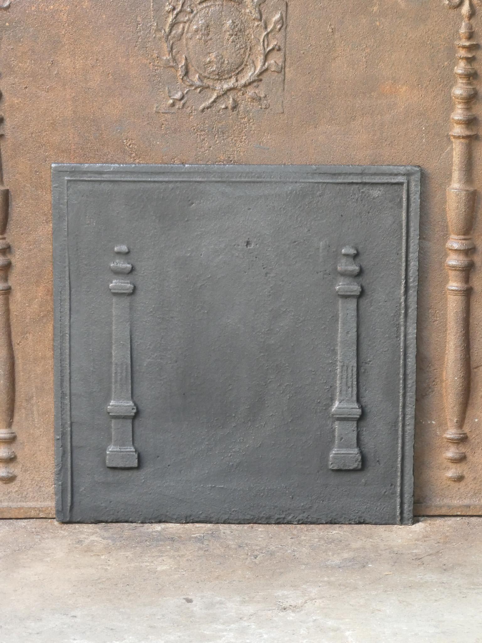 Neoclassical Antique French 'Pillars of Freedom' Fireback / Backsplash, 18th - 19th C. For Sale