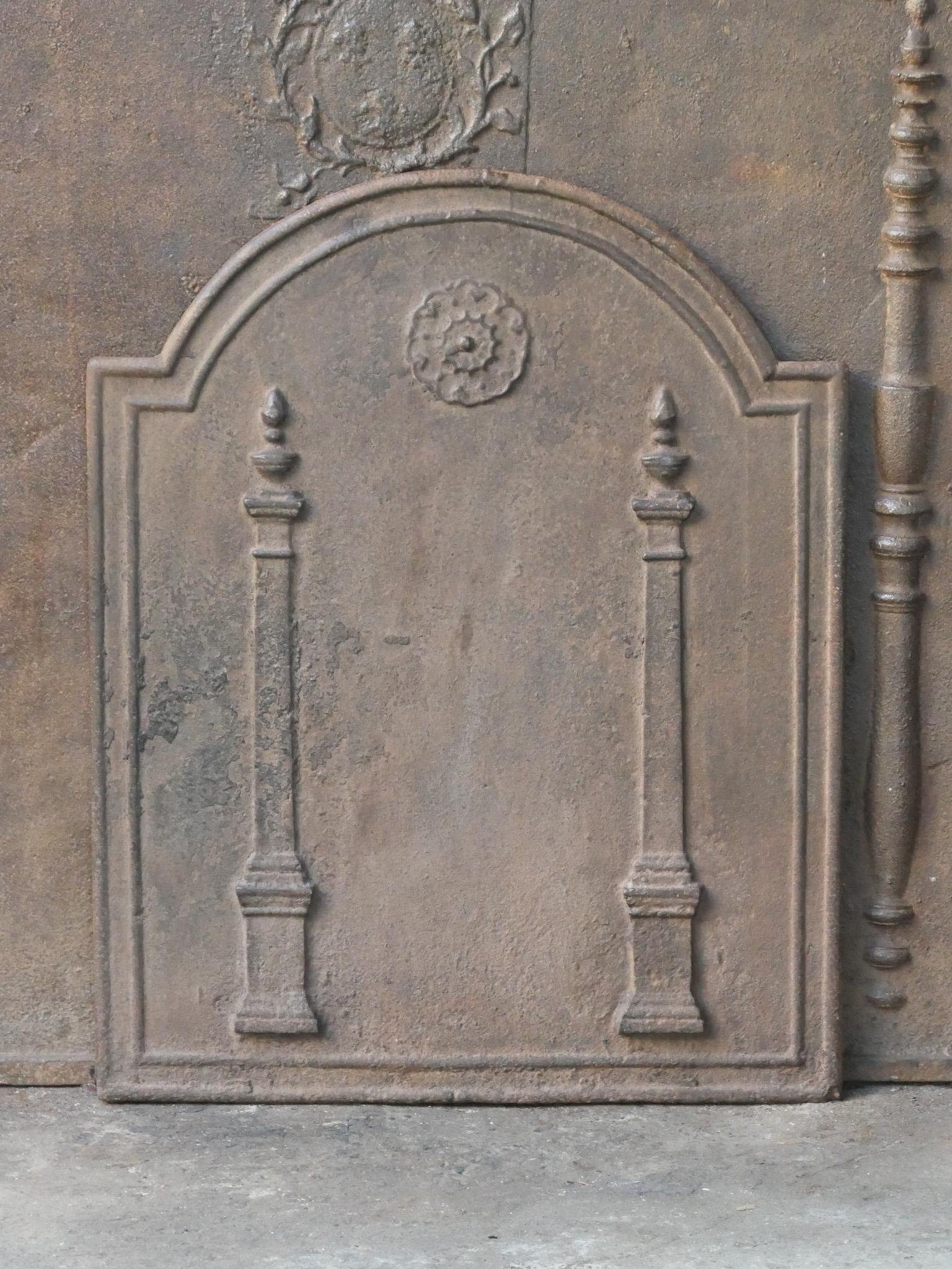 Neoclassical Antique French 'Pillars of Freedom' Fireback / Backsplash, 18th - 19th C. For Sale