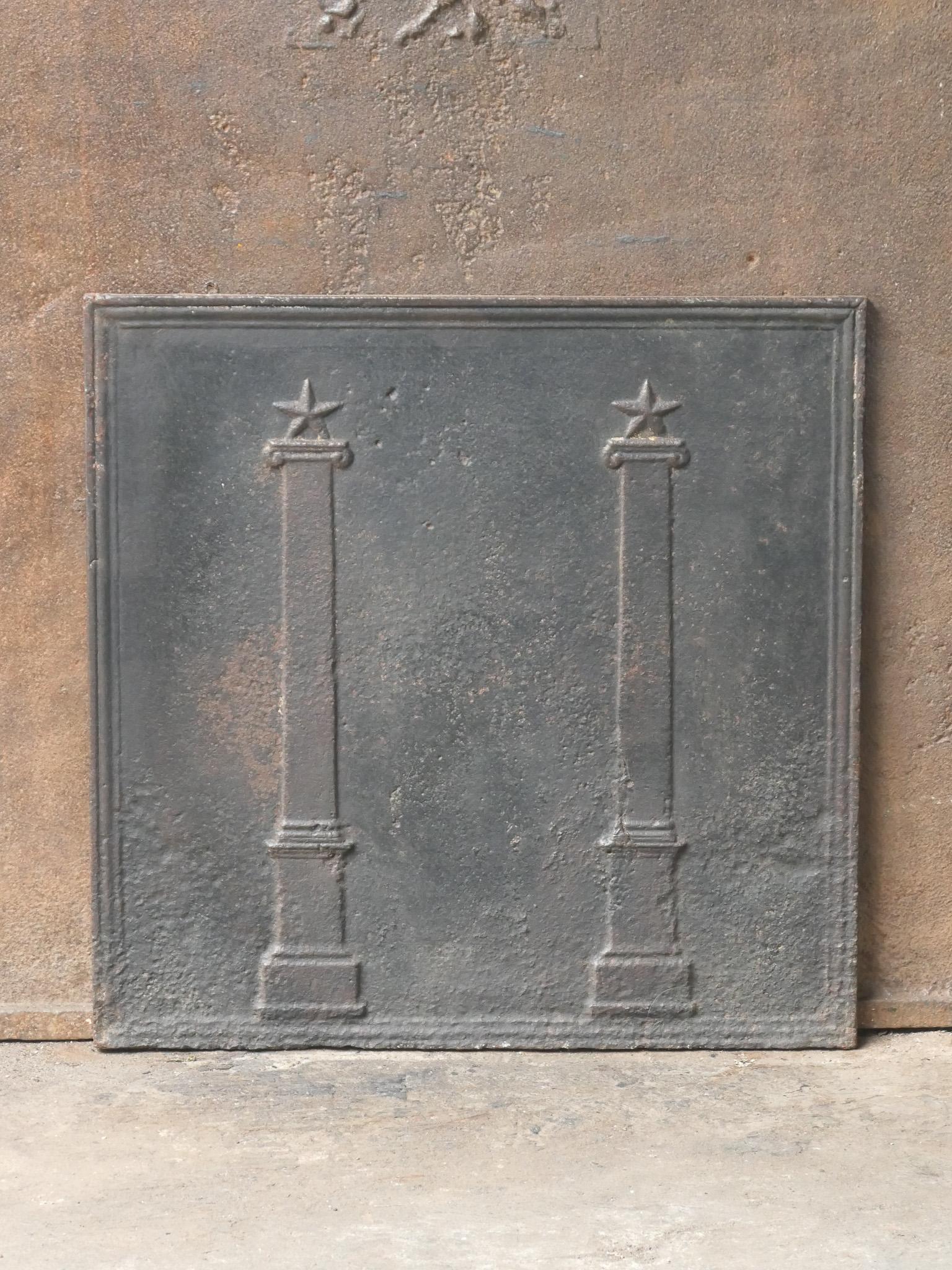 Neoclassical Antique French 'Pillars of Freedom' Fireback / Backsplash, 18th - 19th C. For Sale