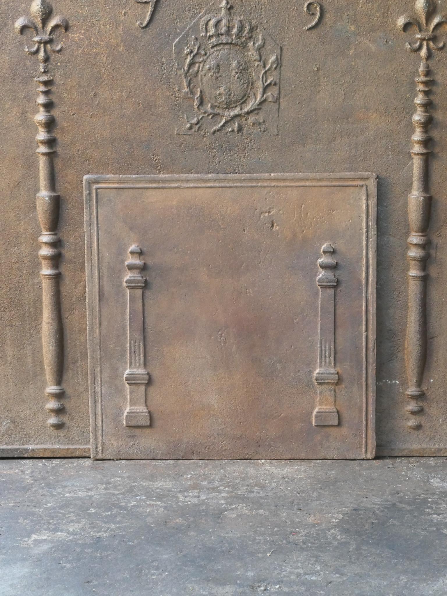 Cast Antique French 'Pillars of Freedom' Fireback / Backsplash, 18th - 19th C. For Sale