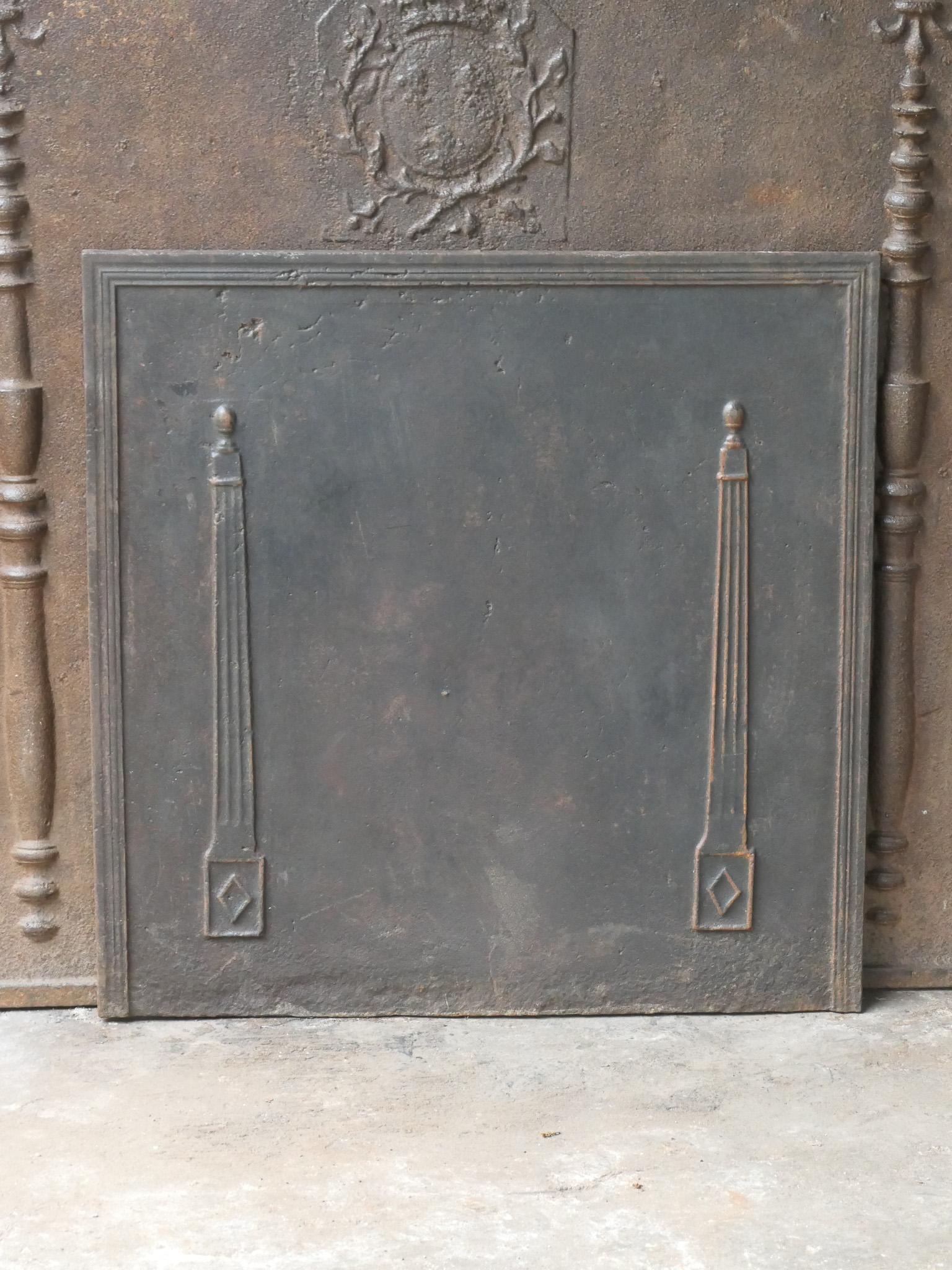 Cast Antique French 'Pillars of Freedom' Fireback / Backsplash, 18th - 19th C. For Sale
