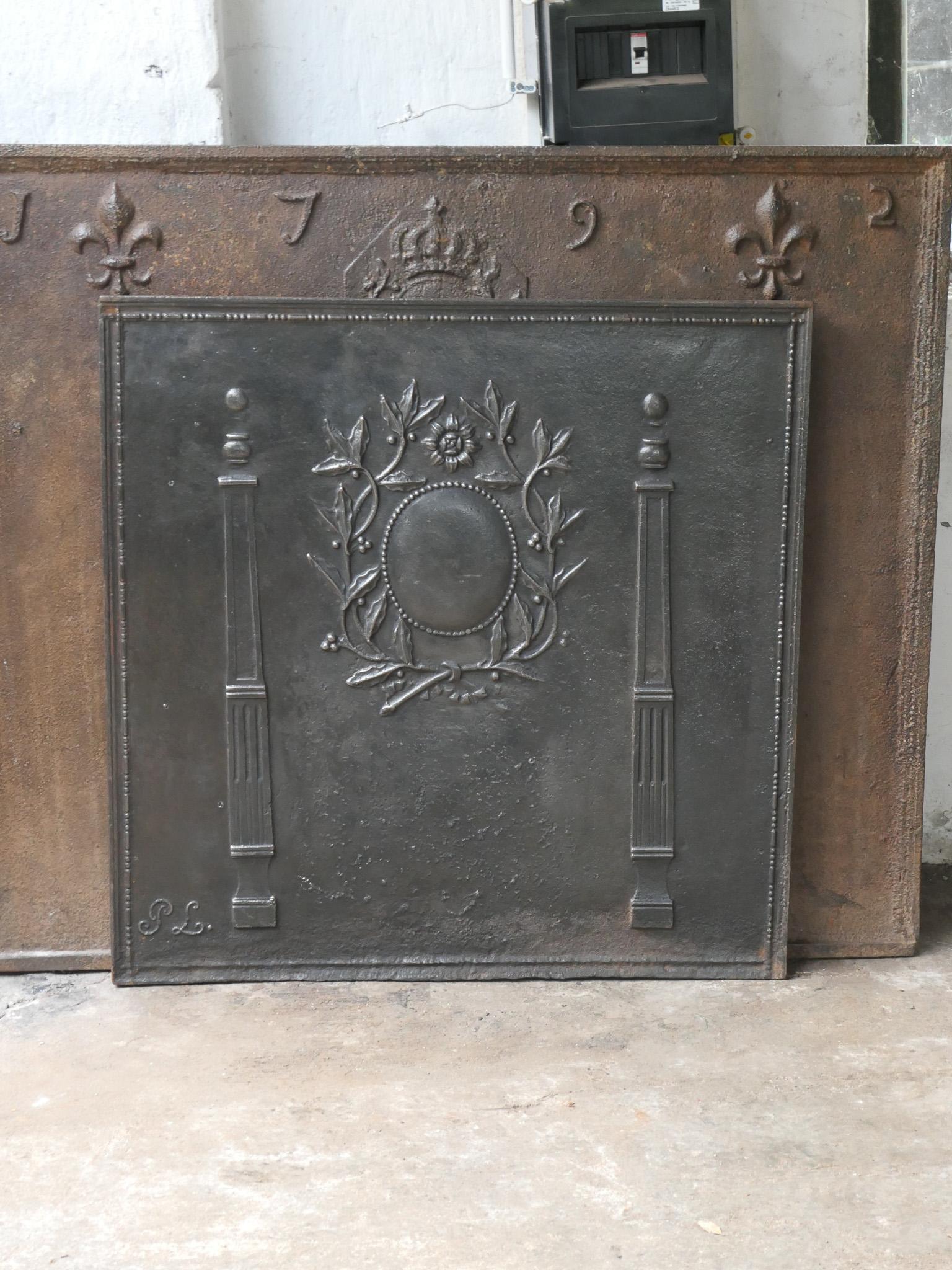 Cast Antique French 'Pillars of Freedom' Fireback / Backsplash, 18th - 19th C. For Sale