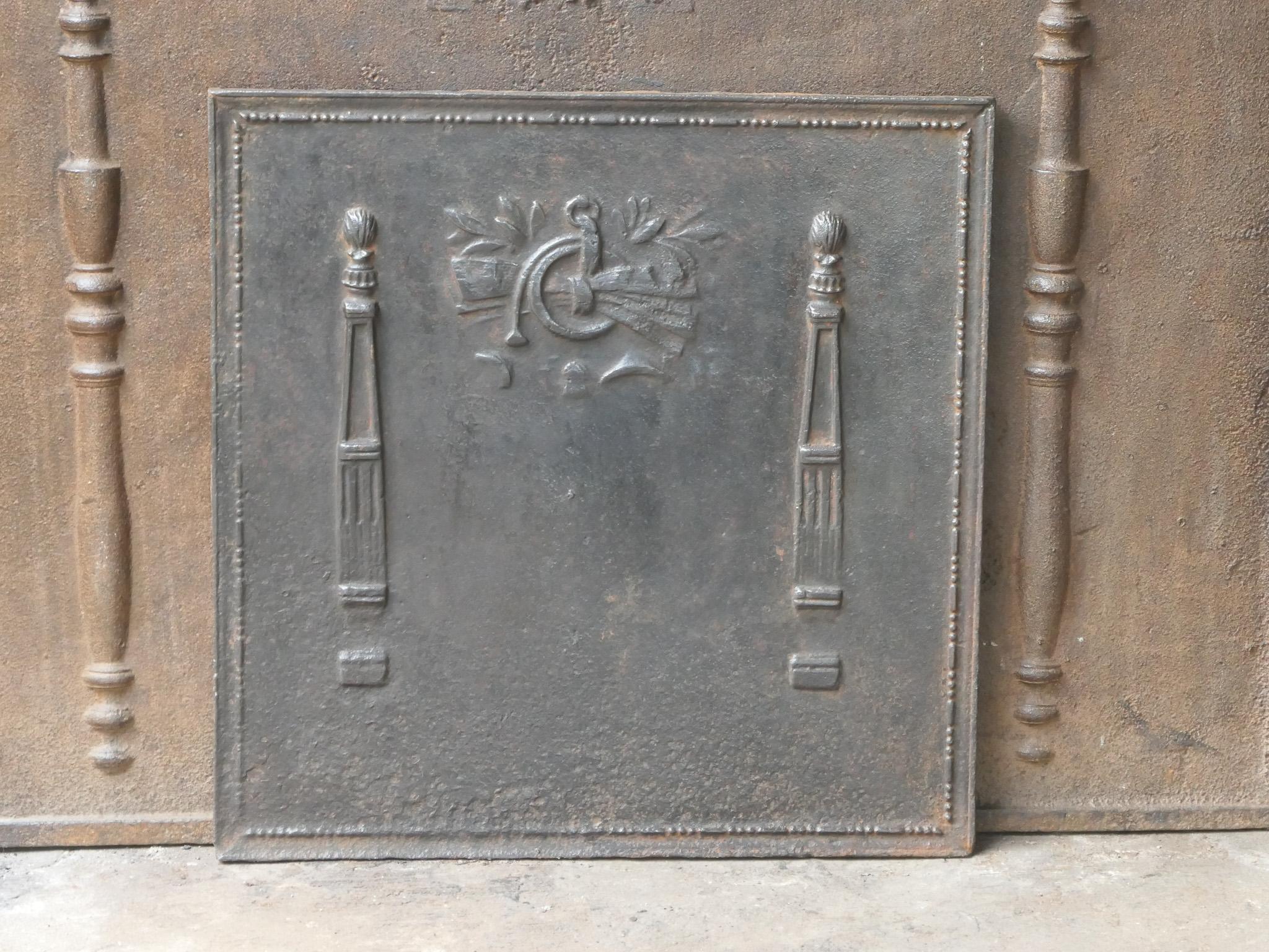 Cast Antique French 'Pillars of Freedom' Fireback / Backsplash, 18th - 19th C. For Sale