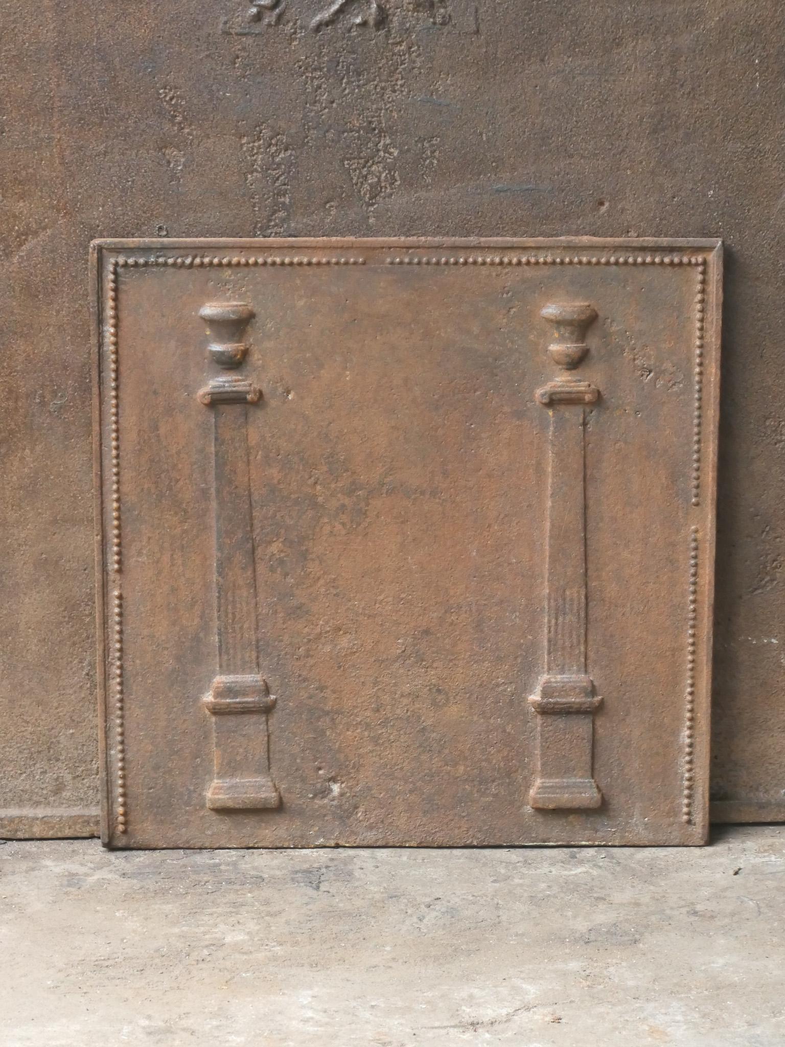 Cast Antique French 'Pillars of Freedom' Fireback / Backsplash, 18th - 19th C. For Sale