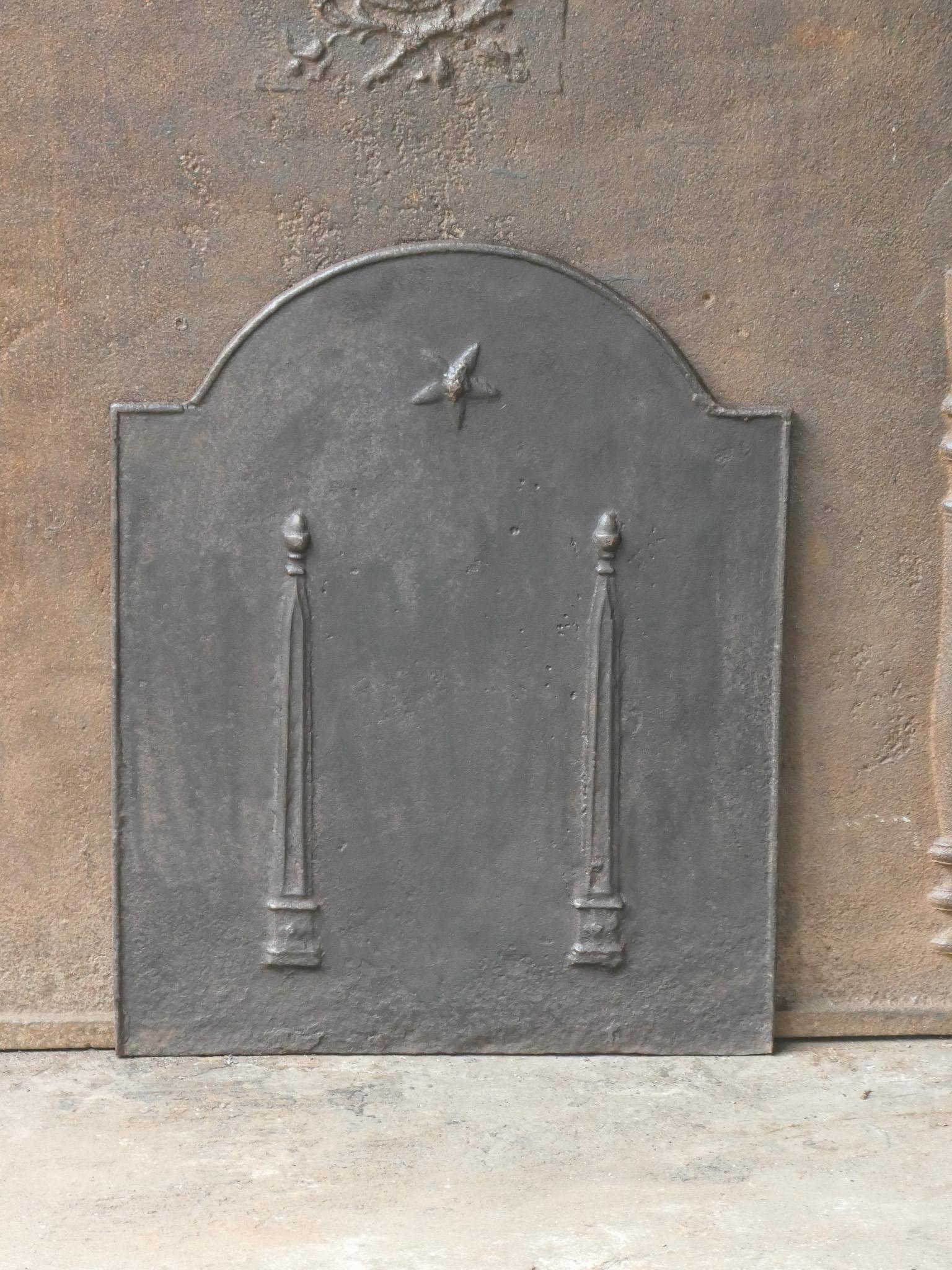 Cast Antique French 'Pillars of Freedom' Fireback / Backsplash, 18th - 19th C. For Sale