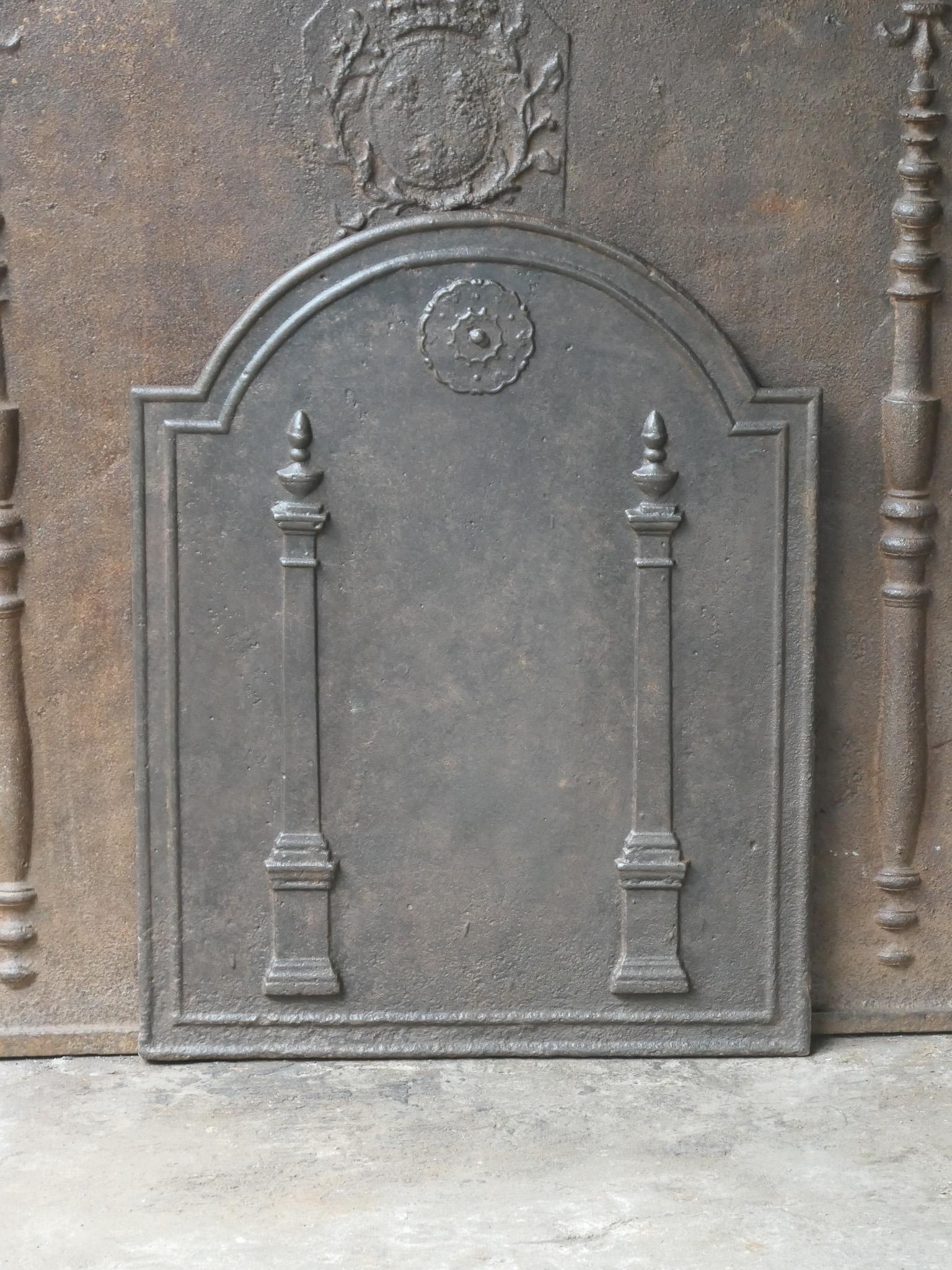 Cast Antique French 'Pillars of Freedom' Fireback / Backsplash, 18th - 19th C. For Sale