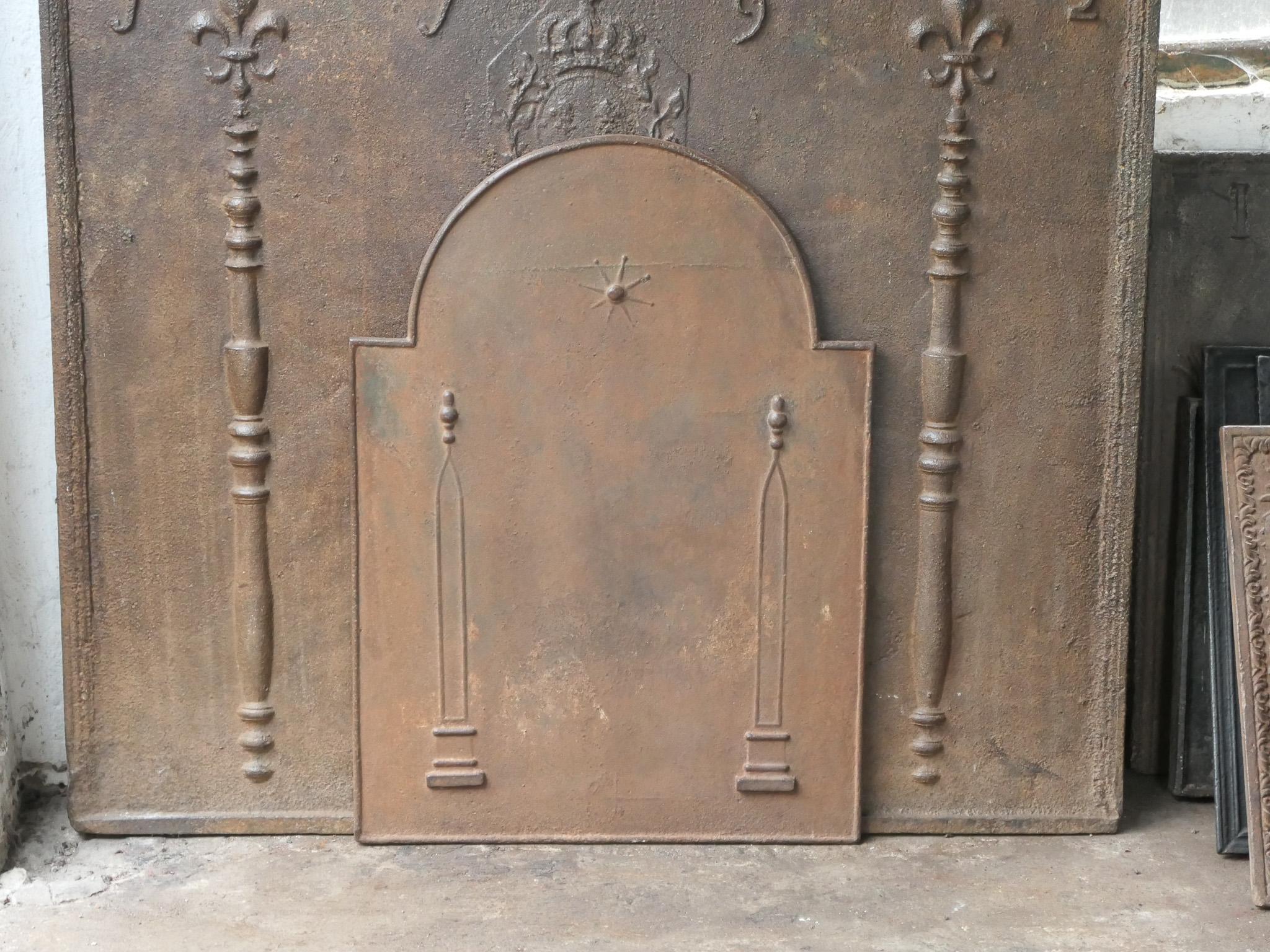 Cast Antique French 'Pillars of Freedom' Fireback / Backsplash, 18th - 19th C. For Sale