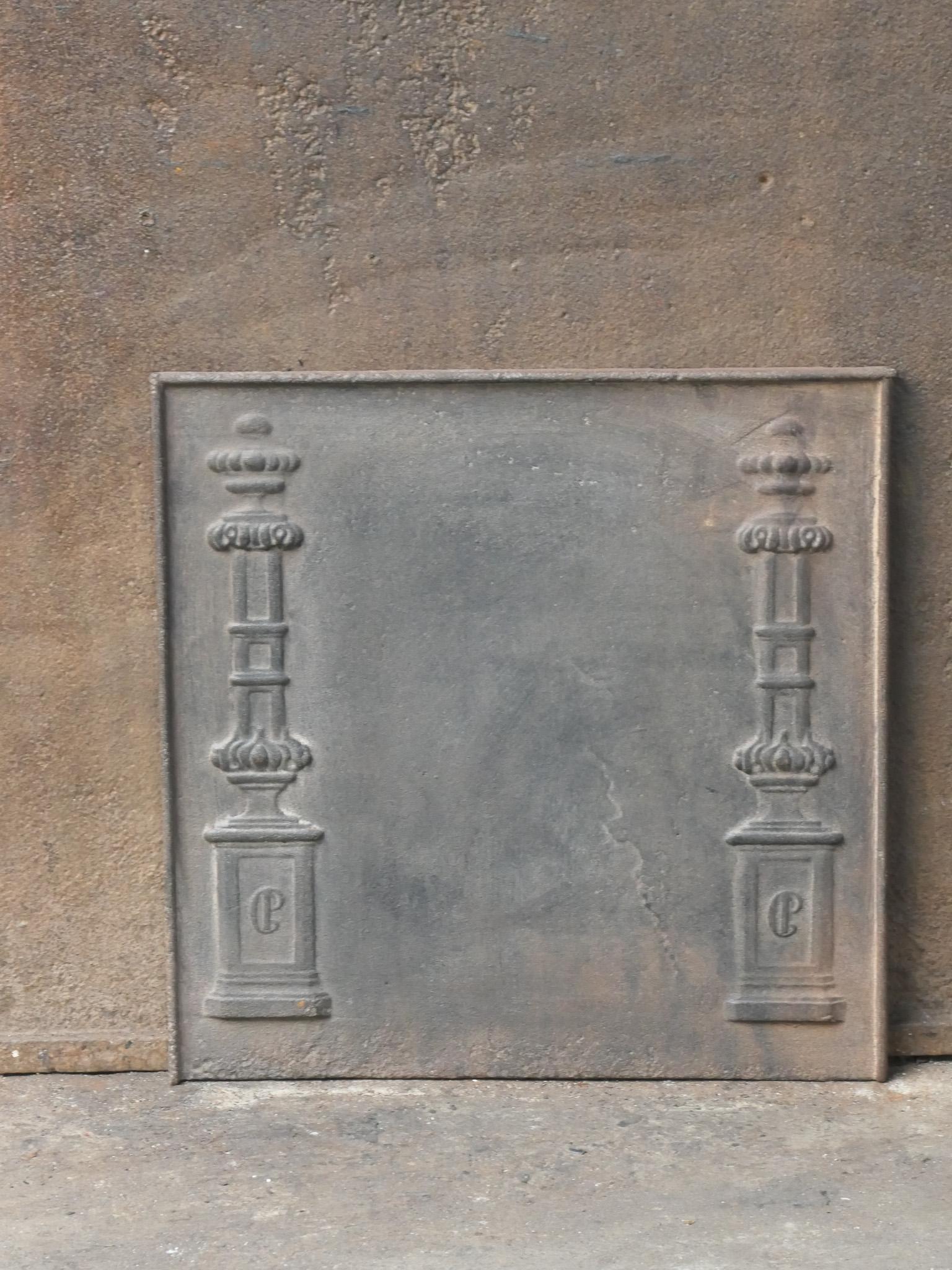 Cast Antique French 'Pillars of Freedom' Fireback / Backsplash, 18th - 19th C. For Sale