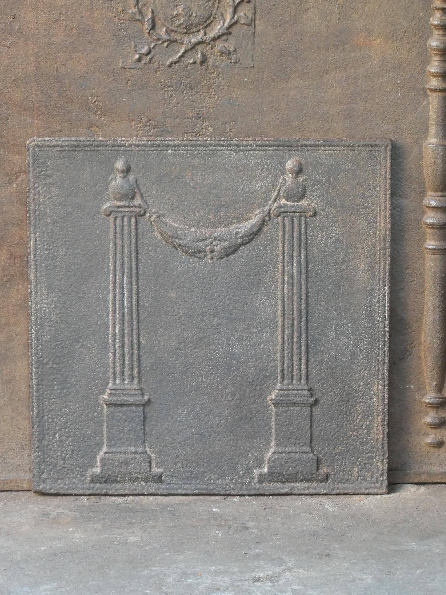 Cast Antique French 'Pillars of Freedom' Fireback / Backsplash, 18th - 19th C. For Sale
