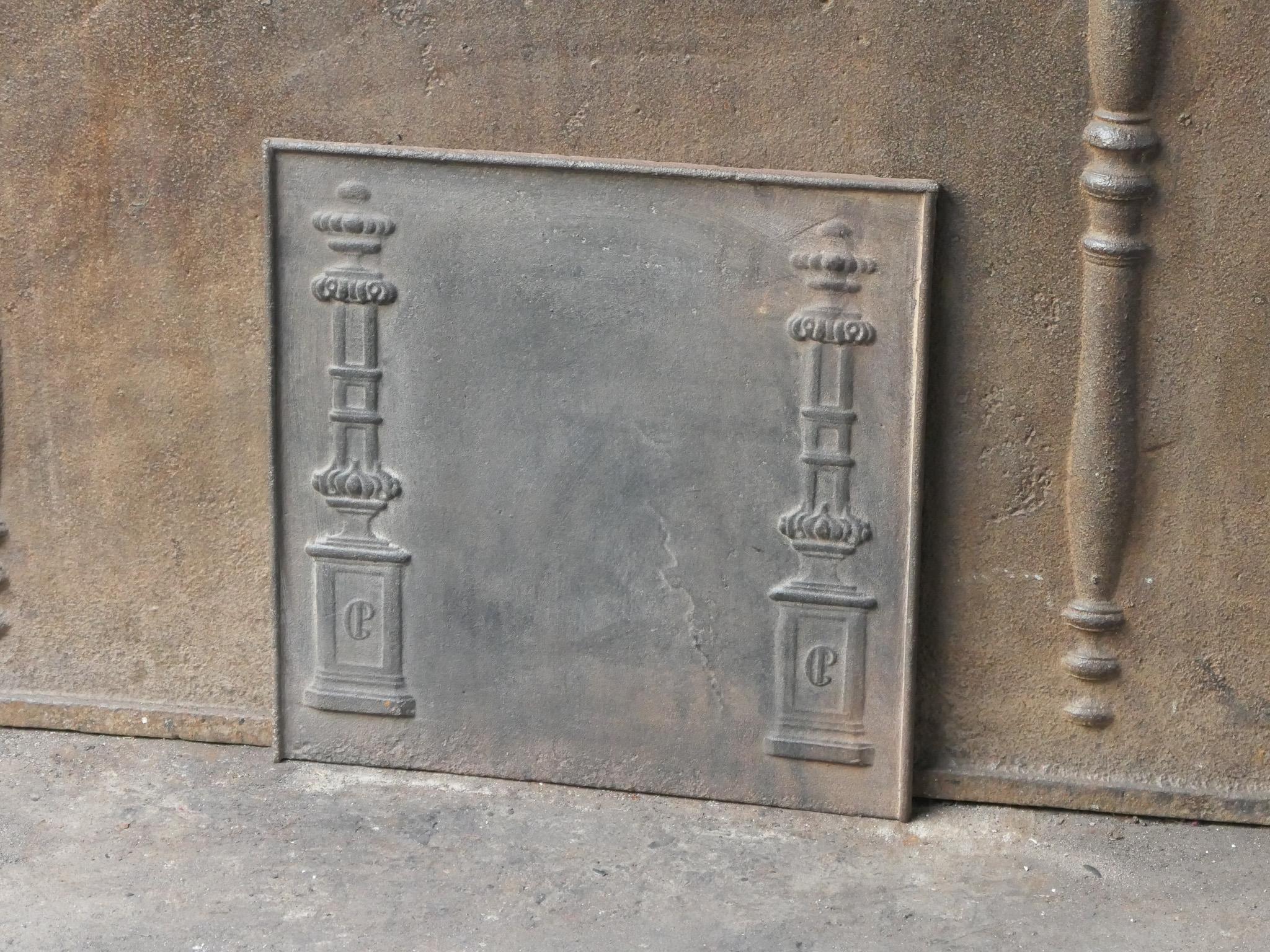 19th Century Antique French 'Pillars of Freedom' Fireback / Backsplash, 18th - 19th C. For Sale