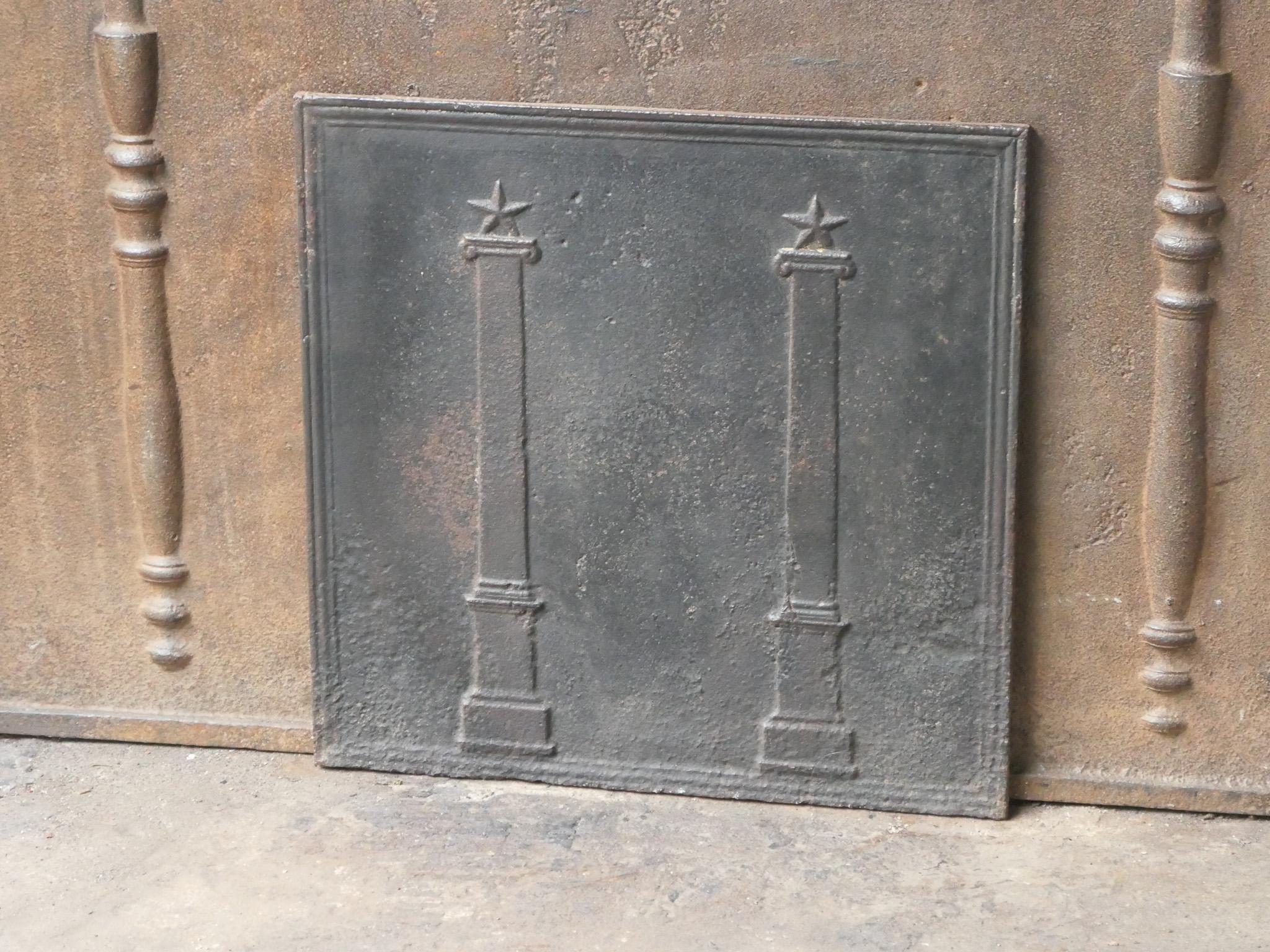 19th Century Antique French 'Pillars of Freedom' Fireback / Backsplash, 18th - 19th C. For Sale