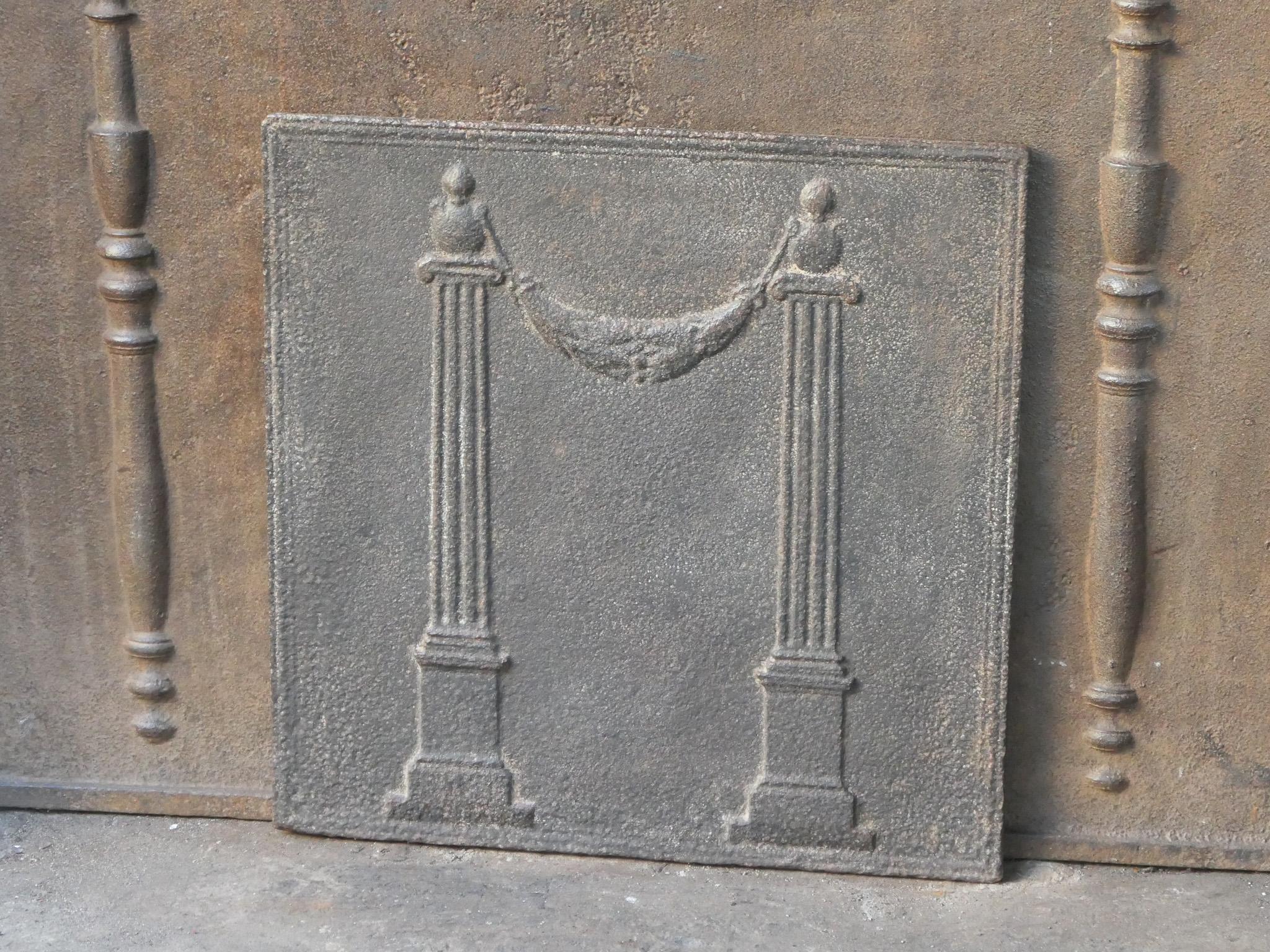 19th Century Antique French 'Pillars of Freedom' Fireback / Backsplash, 18th - 19th C. For Sale