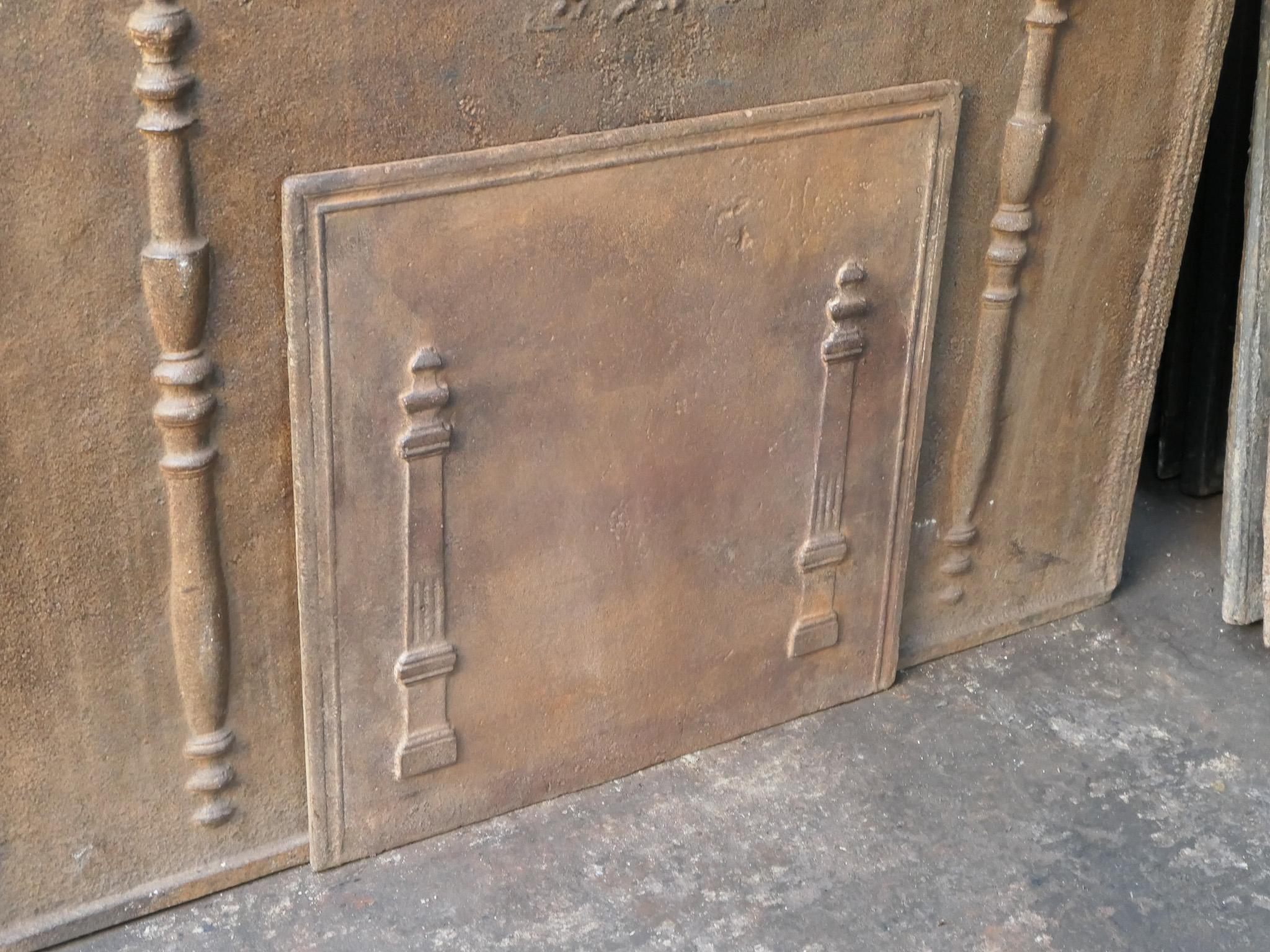 Iron Antique French 'Pillars of Freedom' Fireback / Backsplash, 18th - 19th C. For Sale