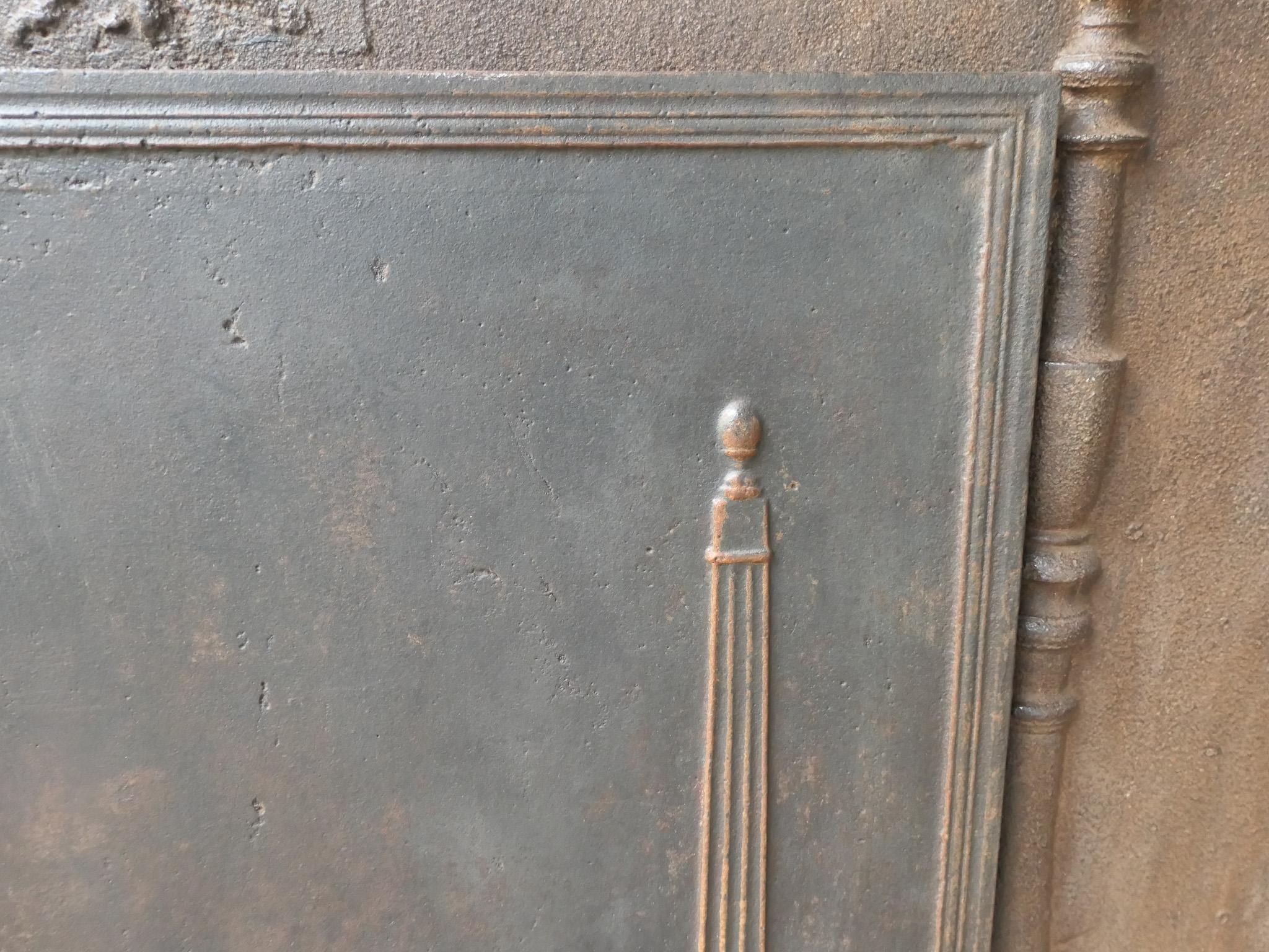 Iron Antique French 'Pillars of Freedom' Fireback / Backsplash, 18th - 19th C. For Sale